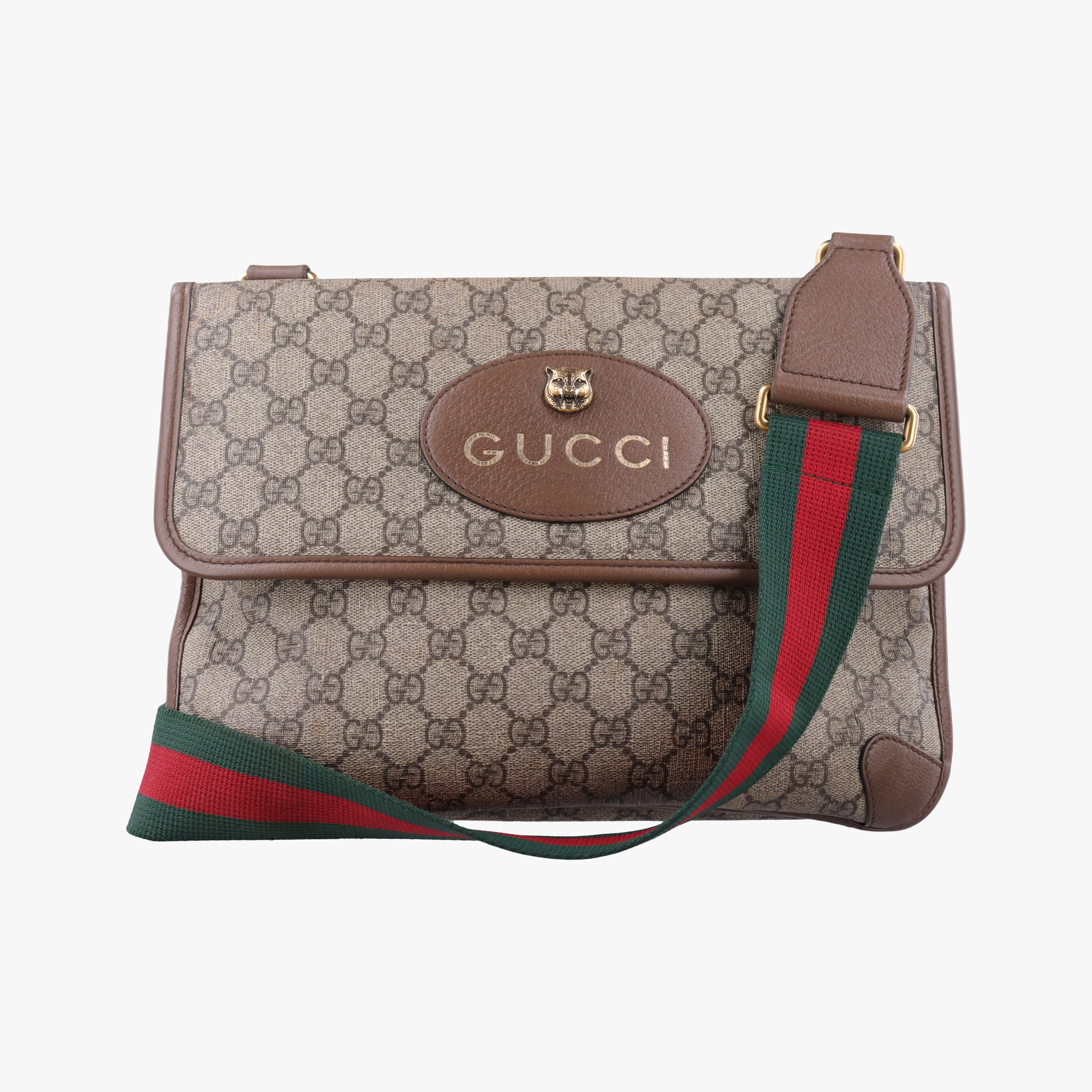 Pre-owned Gucci NEO VINTAGE GG Supreme Beige×red×green PVC coated canvas 495654 bum bag/waist bag | stylenewstar