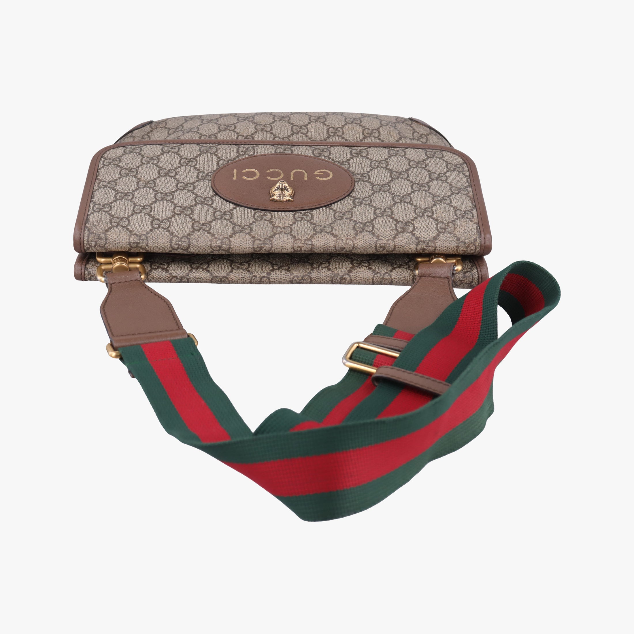Pre-owned Gucci NEO VINTAGE GG Supreme Beige×red×green PVC coated canvas 495654 bum bag/waist bag | stylenewstar