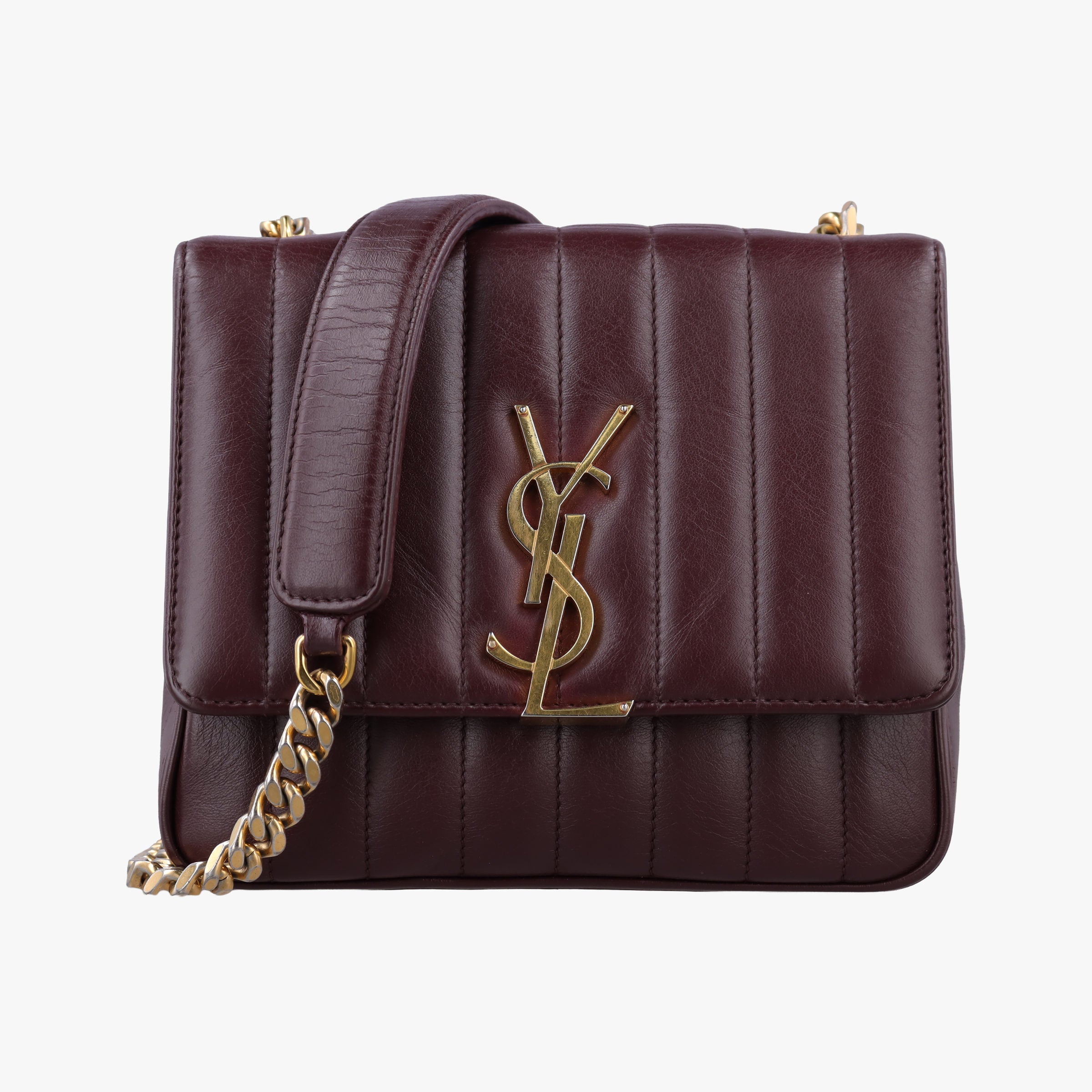 Secondhand Yves Saint Laurent VICKY Burgundy Leather 532612 shoulderbag | stylenewstar
