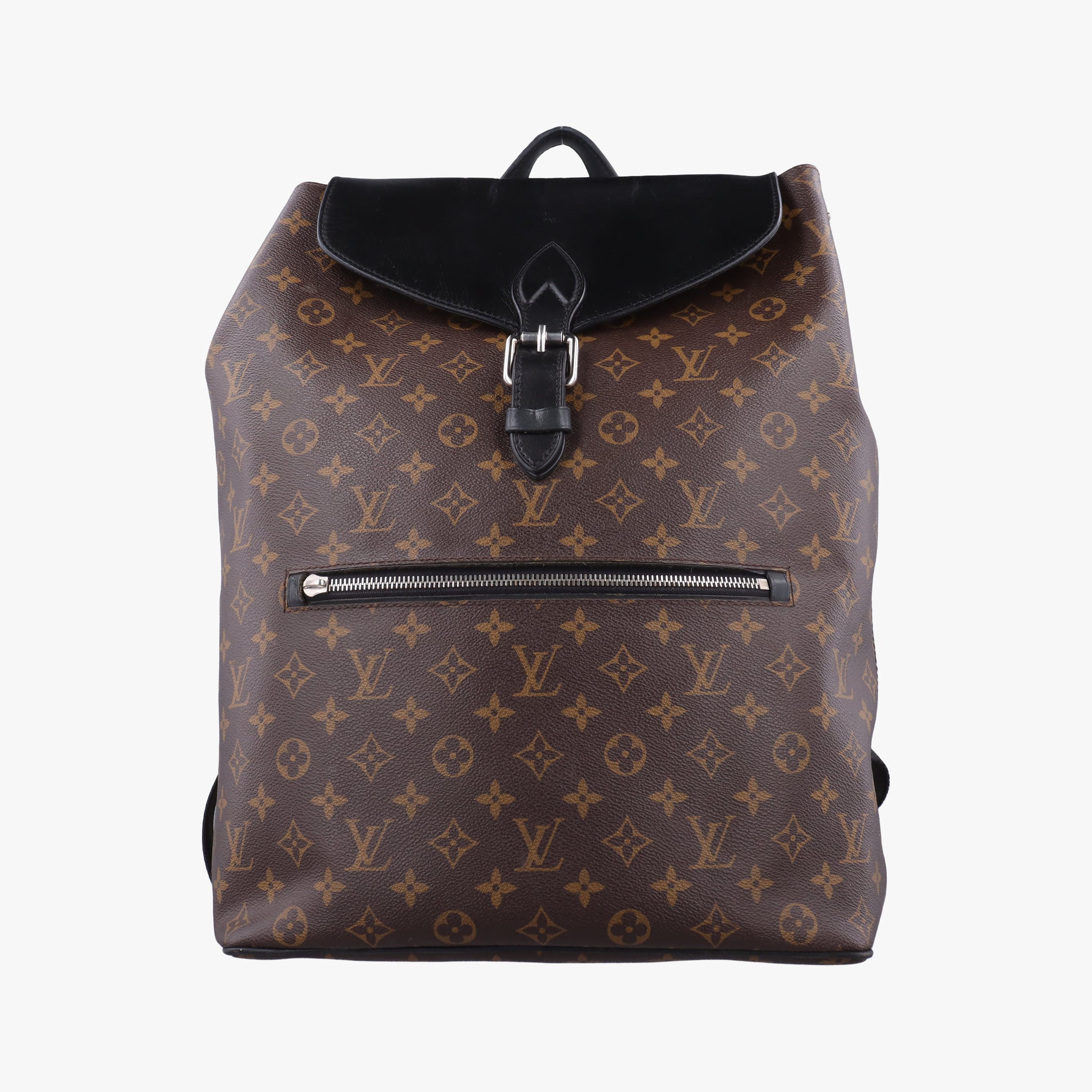 Pre-owned Louis Vuitton PALK Brown×black Monogram MACASSAR×calf leather M40637 backpack/rucksack | stylenewstar