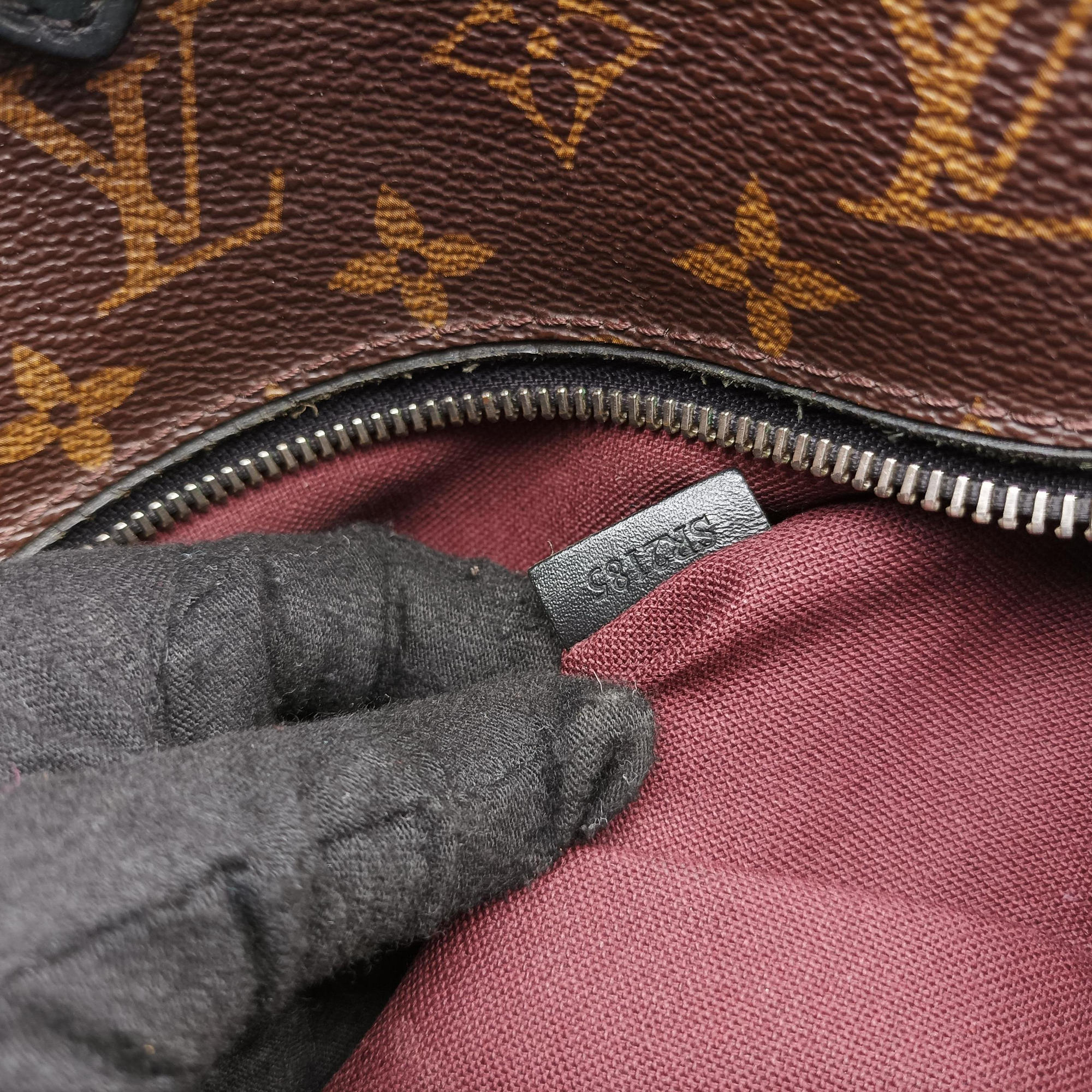 Pre-owned Louis Vuitton PALK Brown×black Monogram MACASSAR×calf leather M40637 backpack/rucksack | stylenewstar