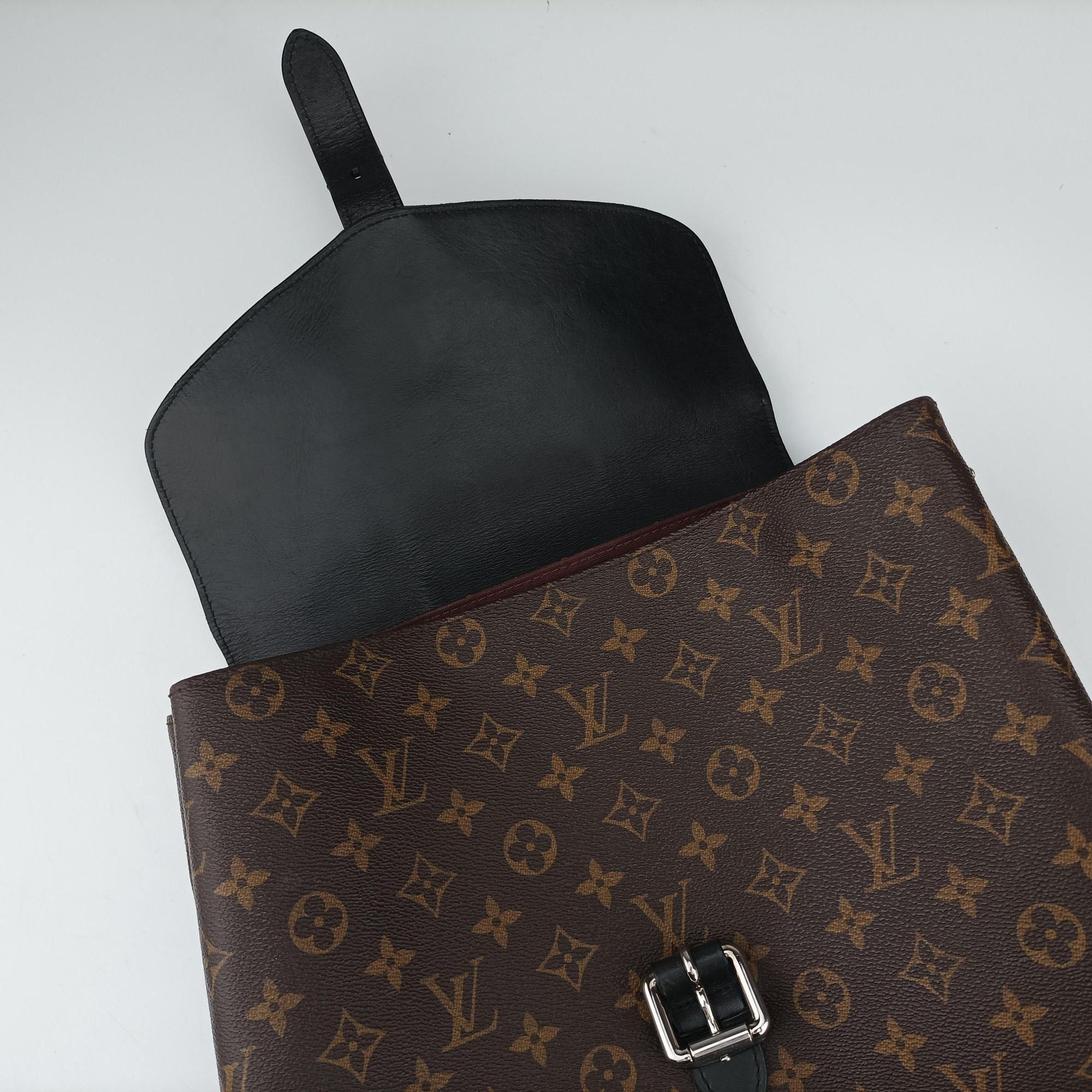 Pre-owned Louis Vuitton PALK Brown×black Monogram MACASSAR×calf leather M40637 backpack/rucksack | stylenewstar