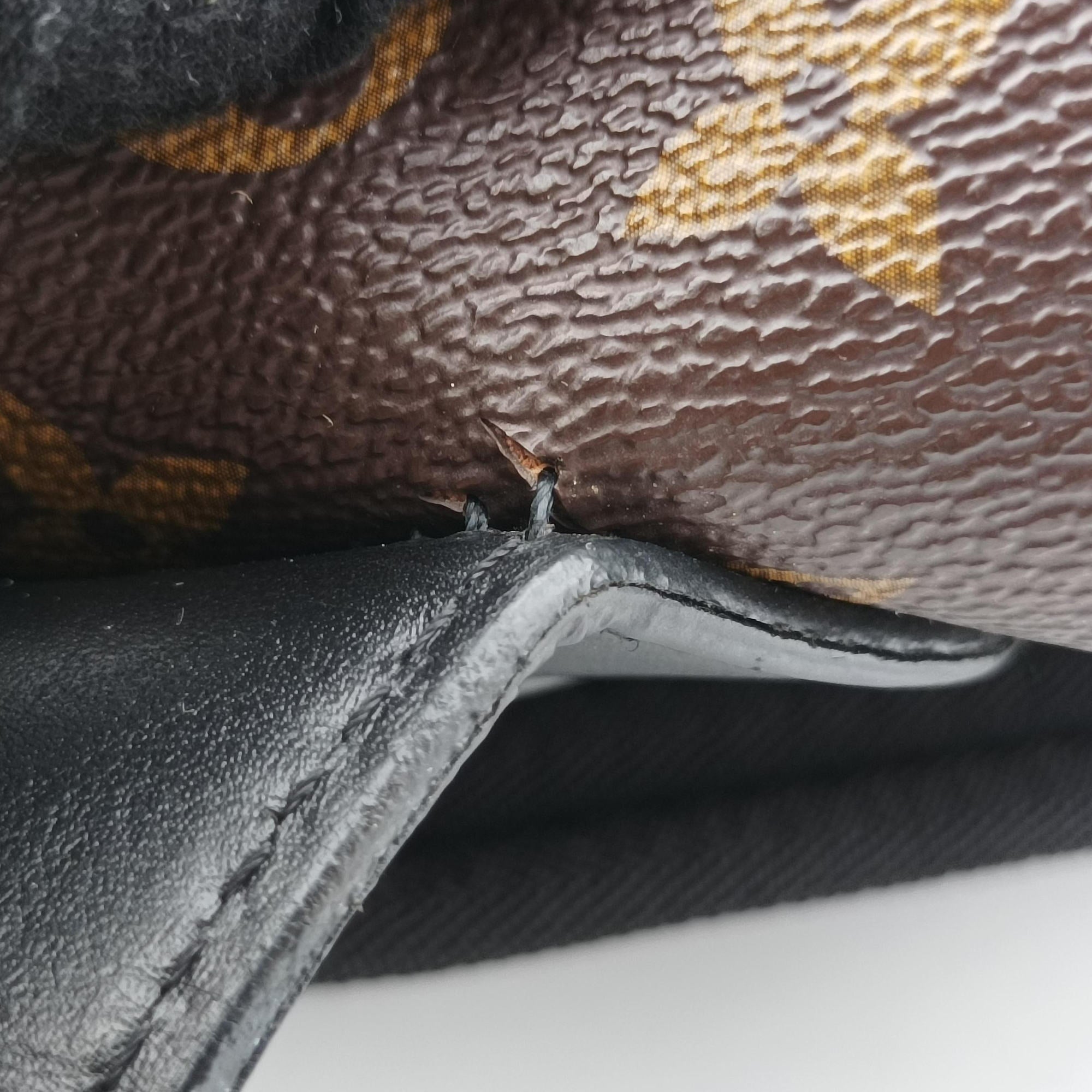 Pre-owned Louis Vuitton PALK Brown×black Monogram MACASSAR×calf leather M40637 backpack/rucksack | stylenewstar