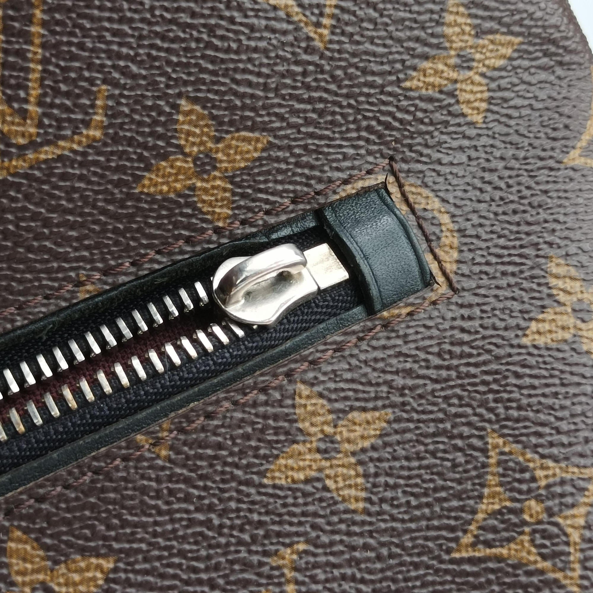 Pre-owned Louis Vuitton PALK Brown×black Monogram MACASSAR×calf leather M40637 backpack/rucksack | stylenewstar