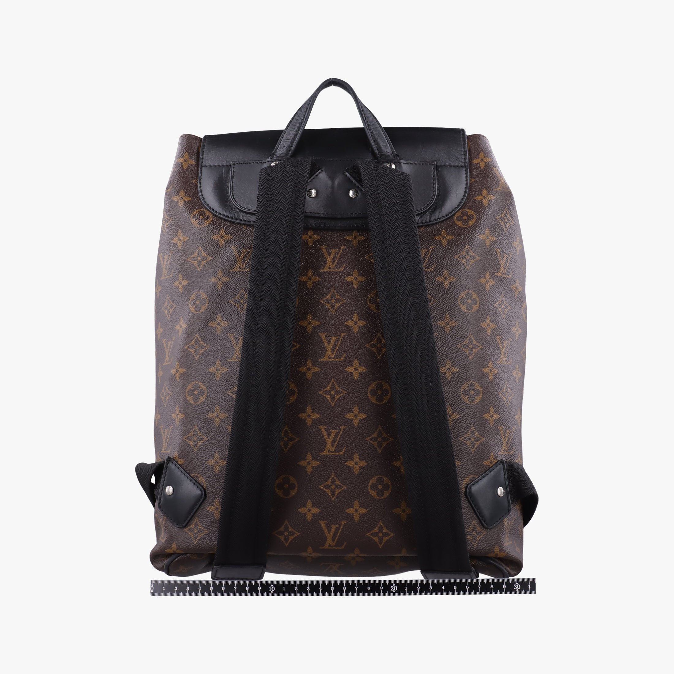 Pre-owned Louis Vuitton PALK Brown×black Monogram MACASSAR×calf leather M40637 backpack/rucksack | stylenewstar