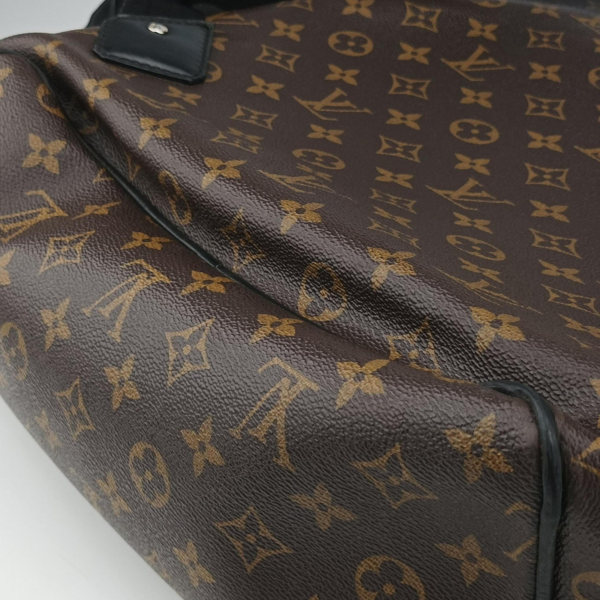 Pre-owned Louis Vuitton PALK Brown×black Monogram MACASSAR×calf leather M40637 backpack/rucksack | stylenewstar