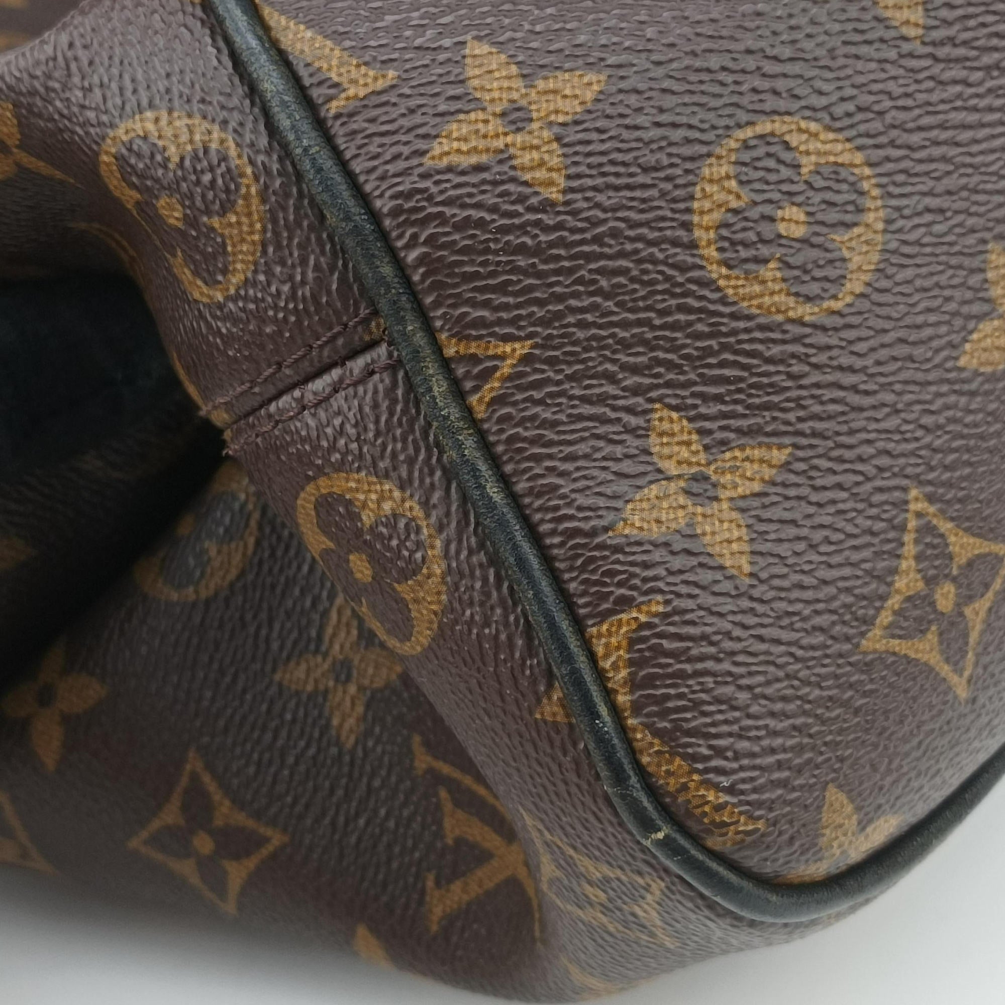 Pre-owned Louis Vuitton PALK Brown×black Monogram MACASSAR×calf leather M40637 backpack/rucksack | stylenewstar