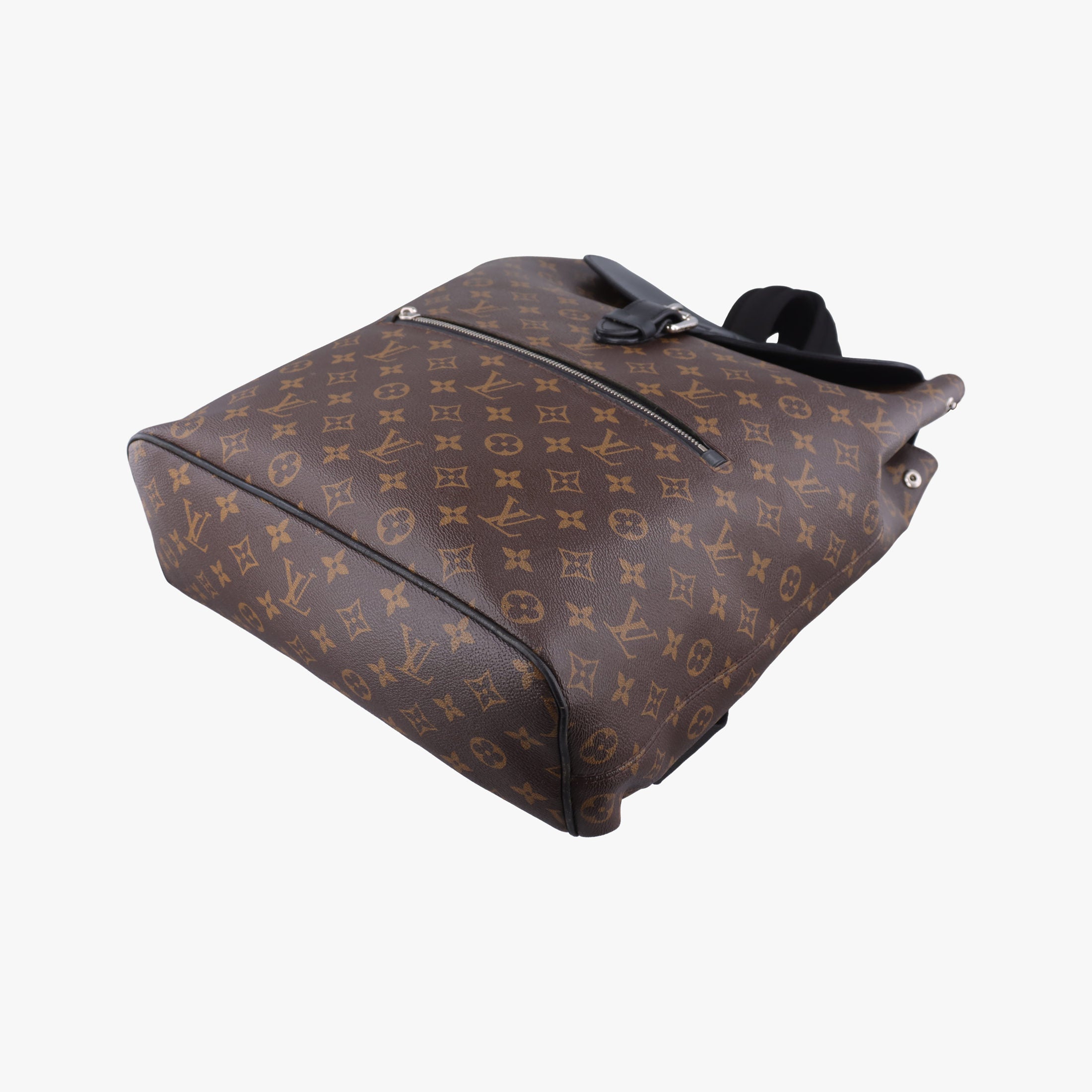 Pre-owned Louis Vuitton PALK Brown×black Monogram MACASSAR×calf leather M40637 backpack/rucksack | stylenewstar