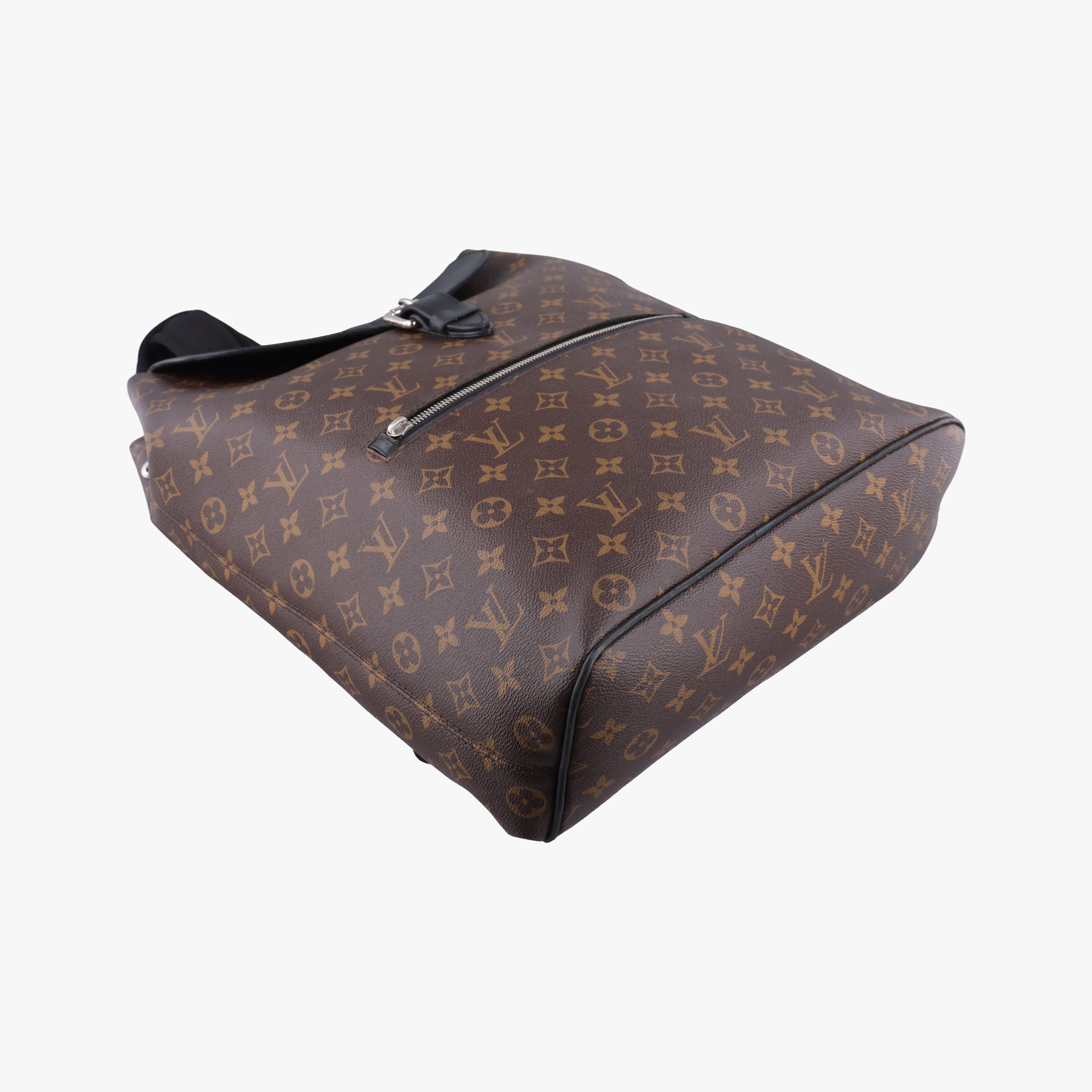 Pre-owned Louis Vuitton PALK Brown×black Monogram MACASSAR×calf leather M40637 backpack/rucksack | stylenewstar