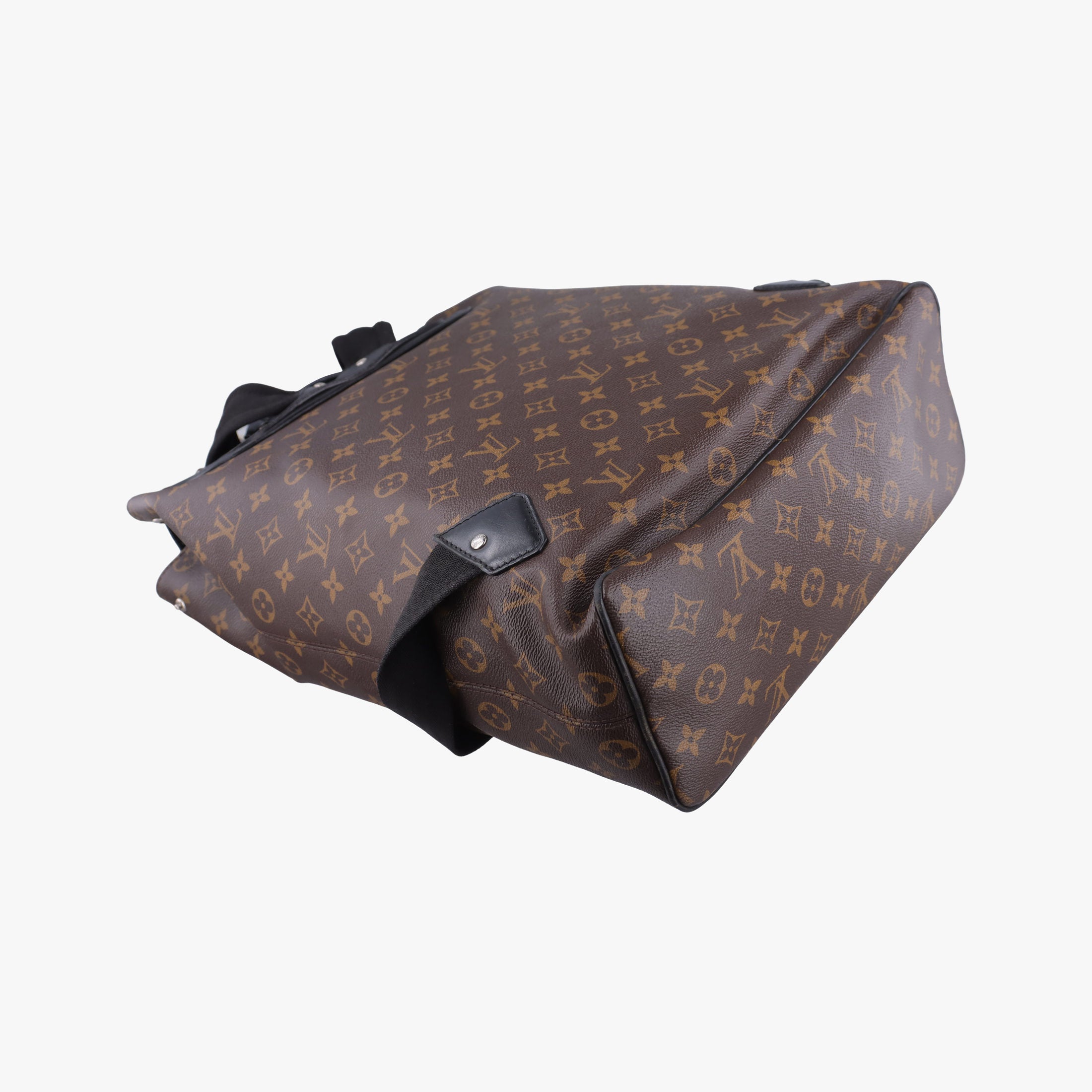 Pre-owned Louis Vuitton PALK Brown×black Monogram MACASSAR×calf leather M40637 backpack/rucksack | stylenewstar