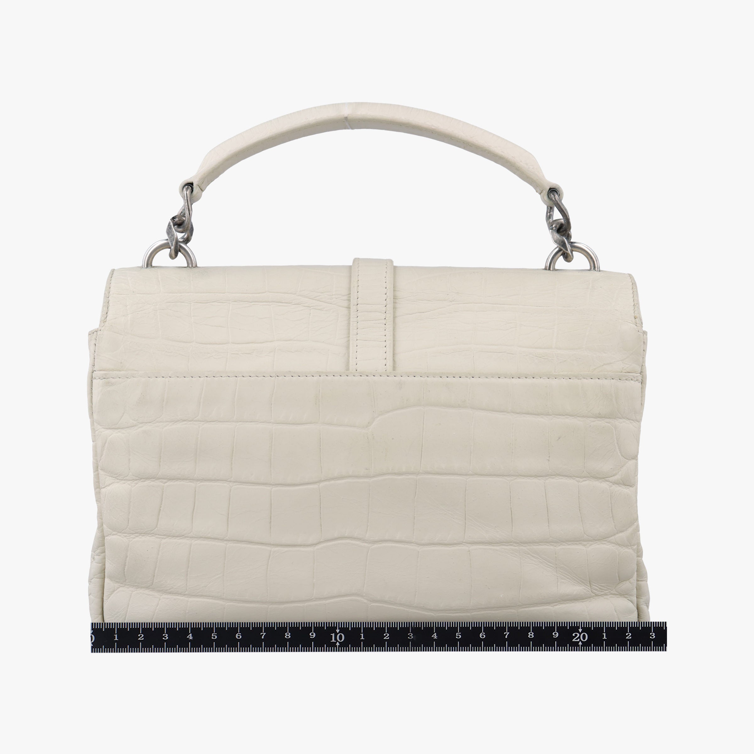 Pre-owned Yves Saint Laurent COLLEGE White Leather 428101 shoulderbag | stylenewstar