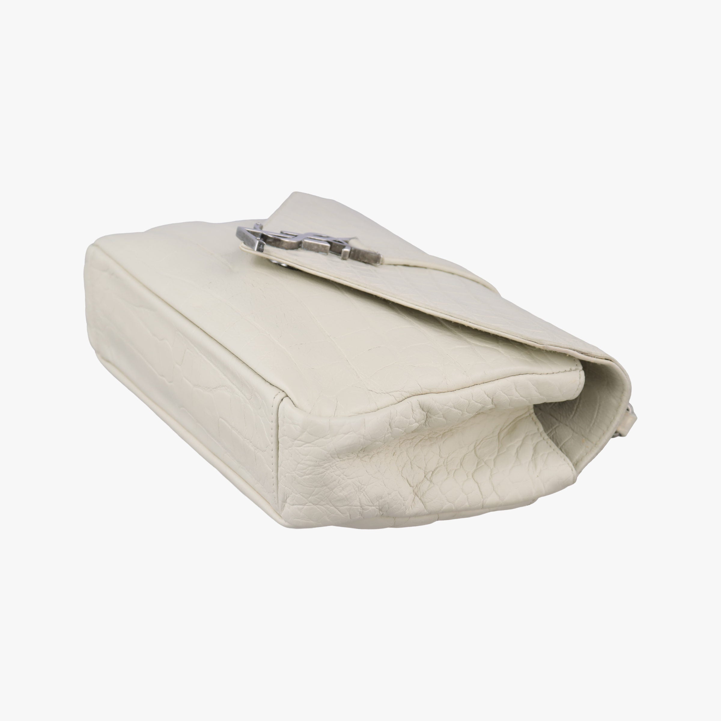 Pre-owned Yves Saint Laurent COLLEGE White Leather 428101 shoulderbag | stylenewstar