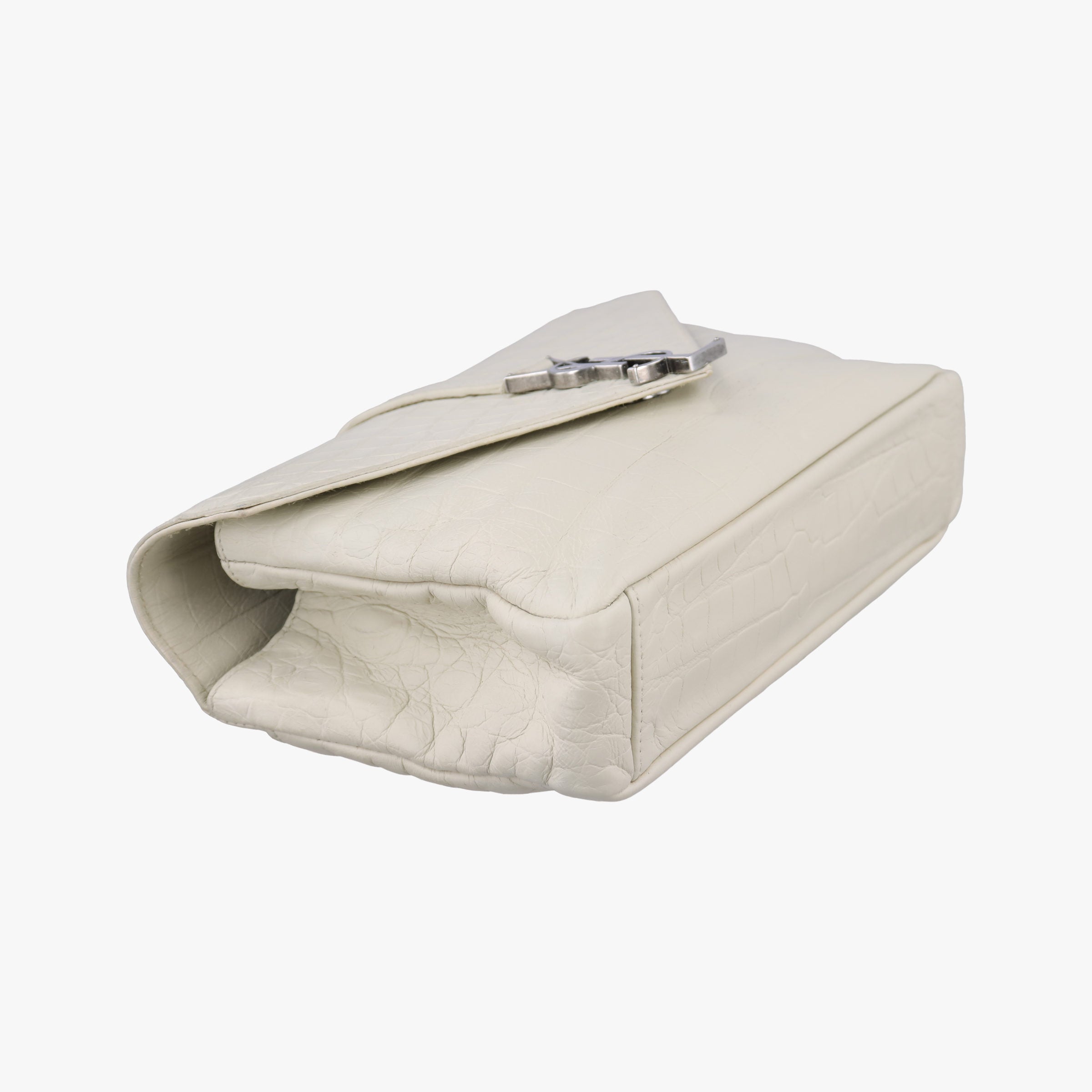 Pre-owned Yves Saint Laurent COLLEGE White Leather 428101 shoulderbag | stylenewstar