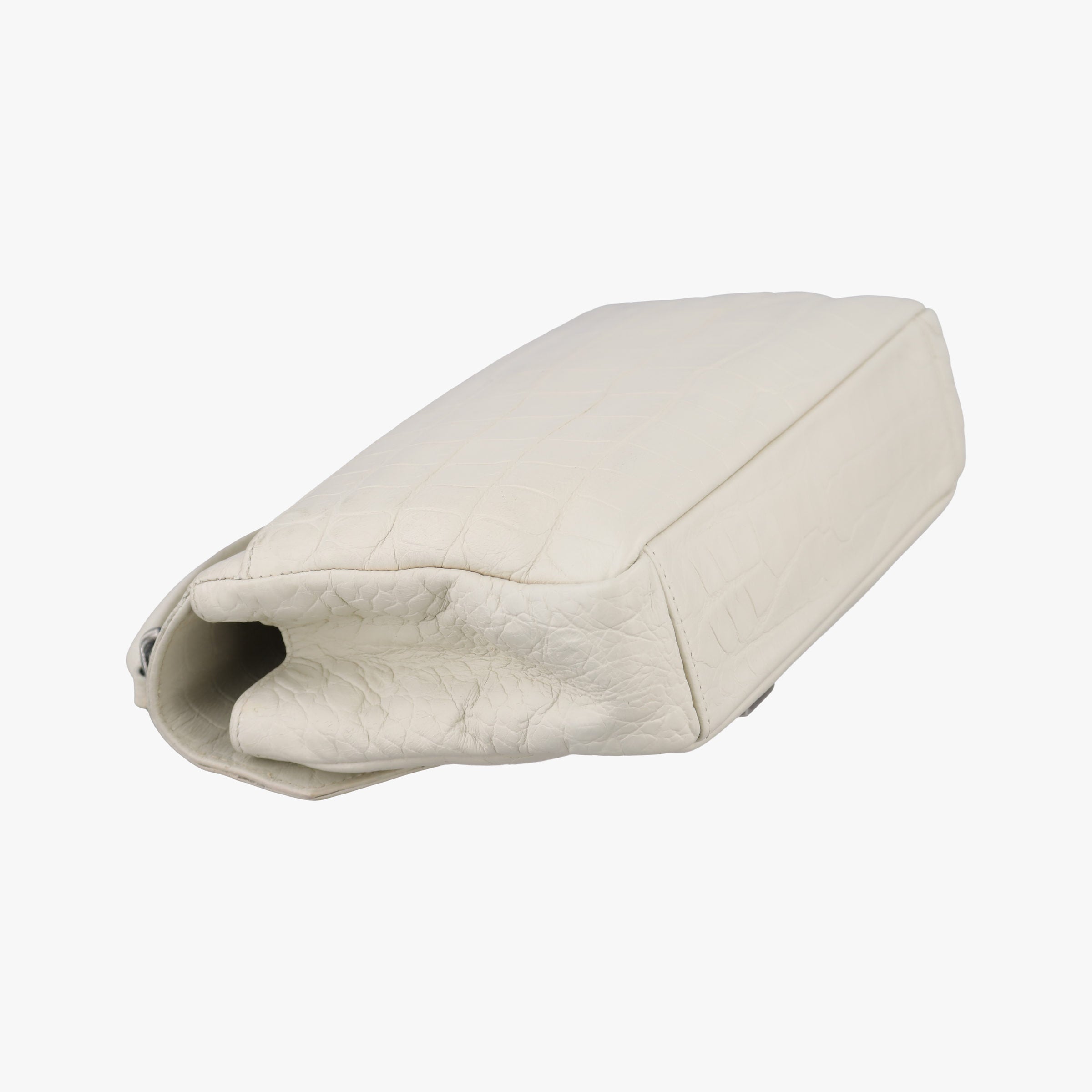 Pre-owned Yves Saint Laurent COLLEGE White Leather 428101 shoulderbag | stylenewstar