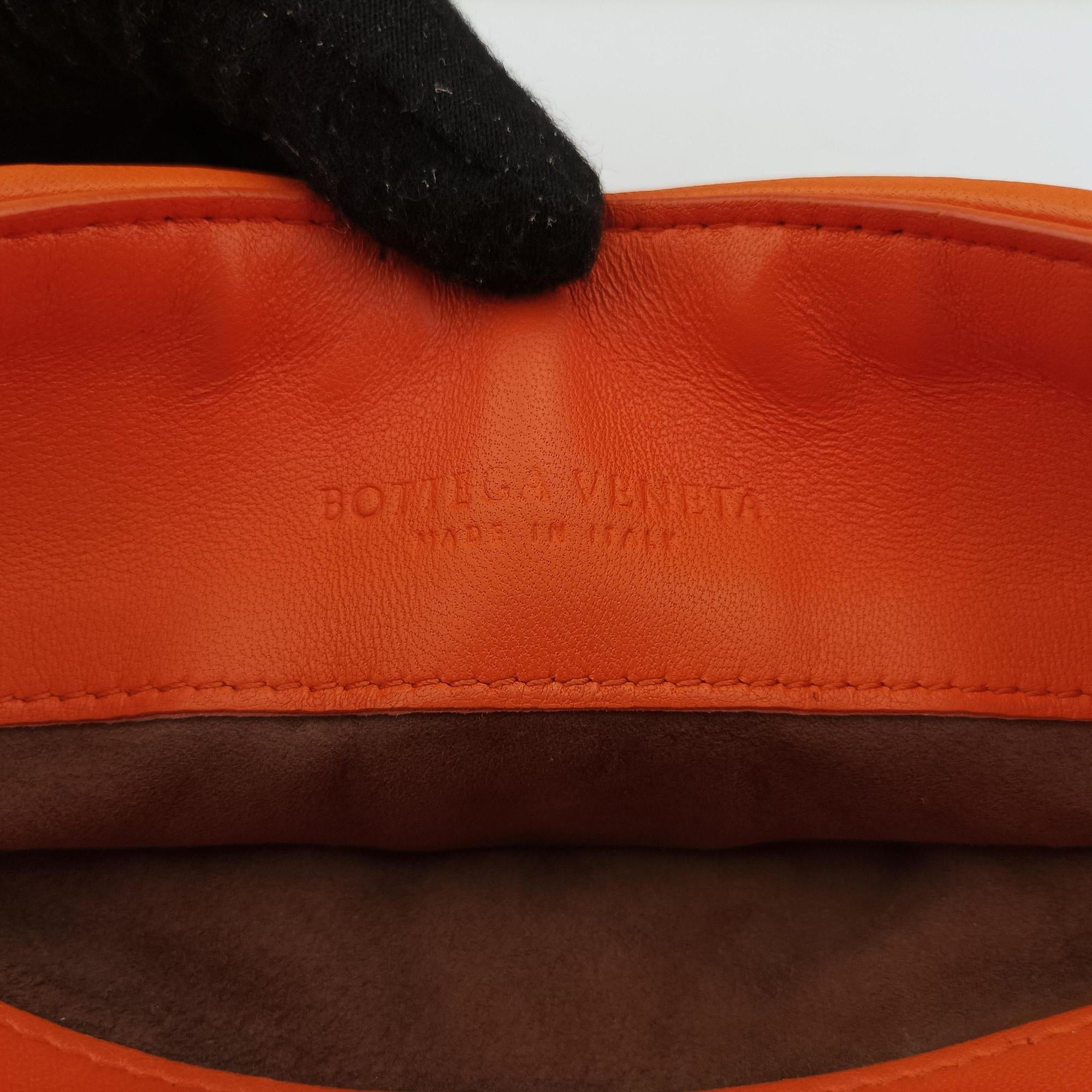 Pre-owned Bottega Veneta Intrecciato Olimpia Orange lambskin  shoulderbag | stylenewstar