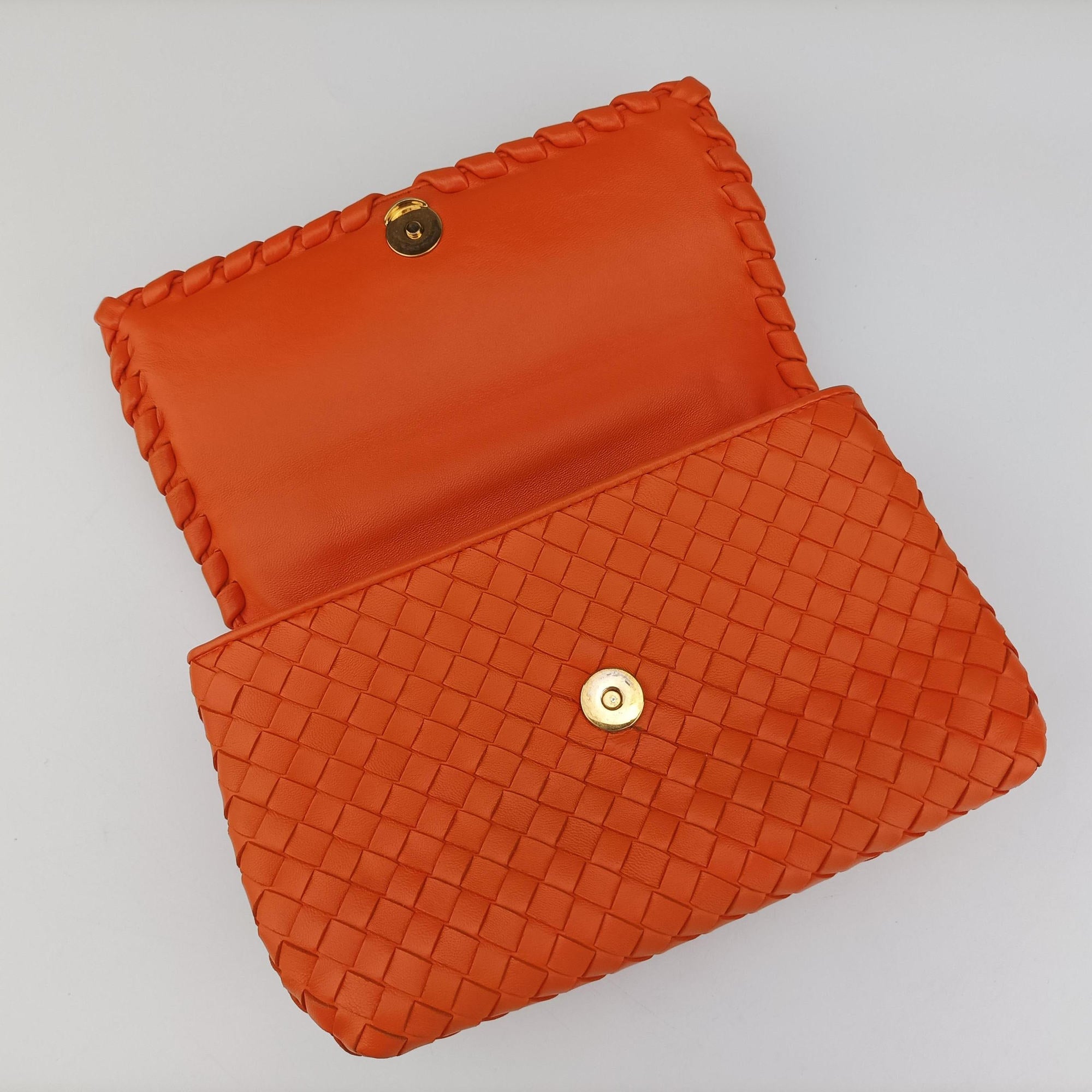 Pre-owned Bottega Veneta Intrecciato Olimpia Orange lambskin  shoulderbag | stylenewstar
