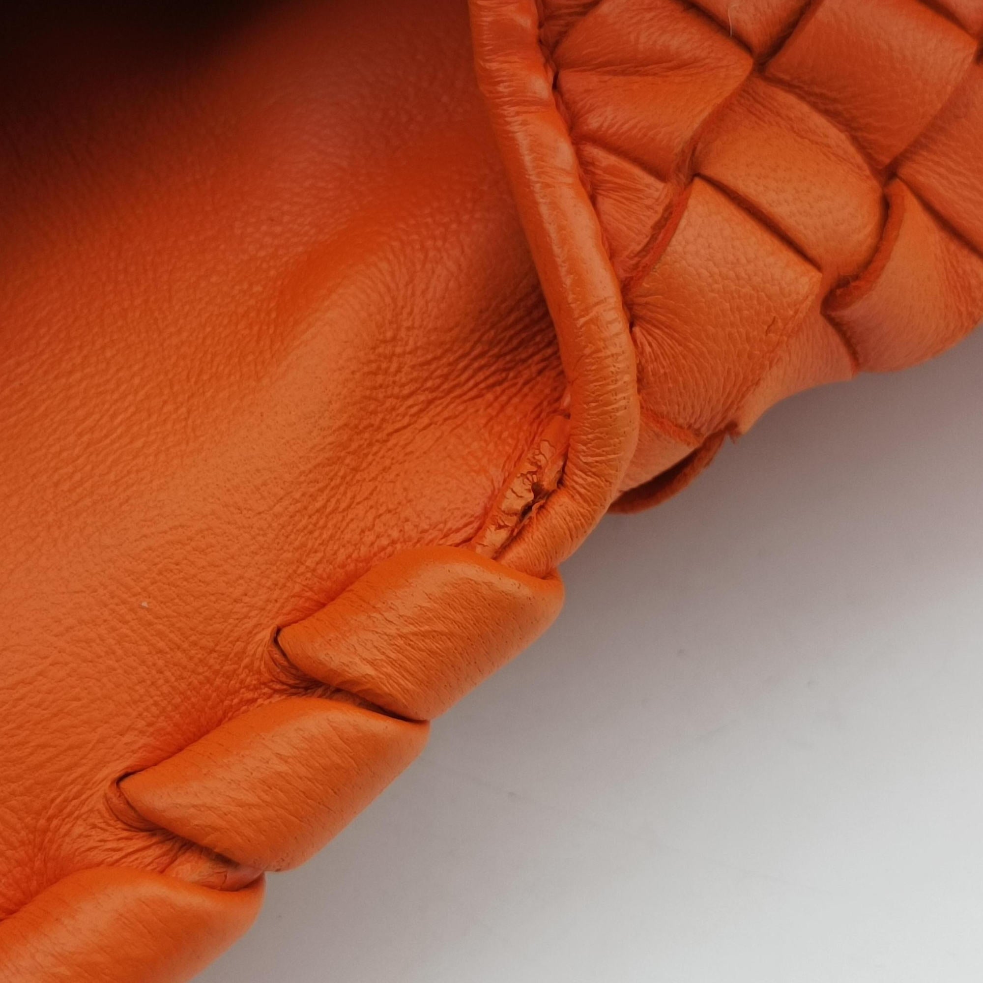 Pre-owned Bottega Veneta Intrecciato Olimpia Orange lambskin  shoulderbag | stylenewstar