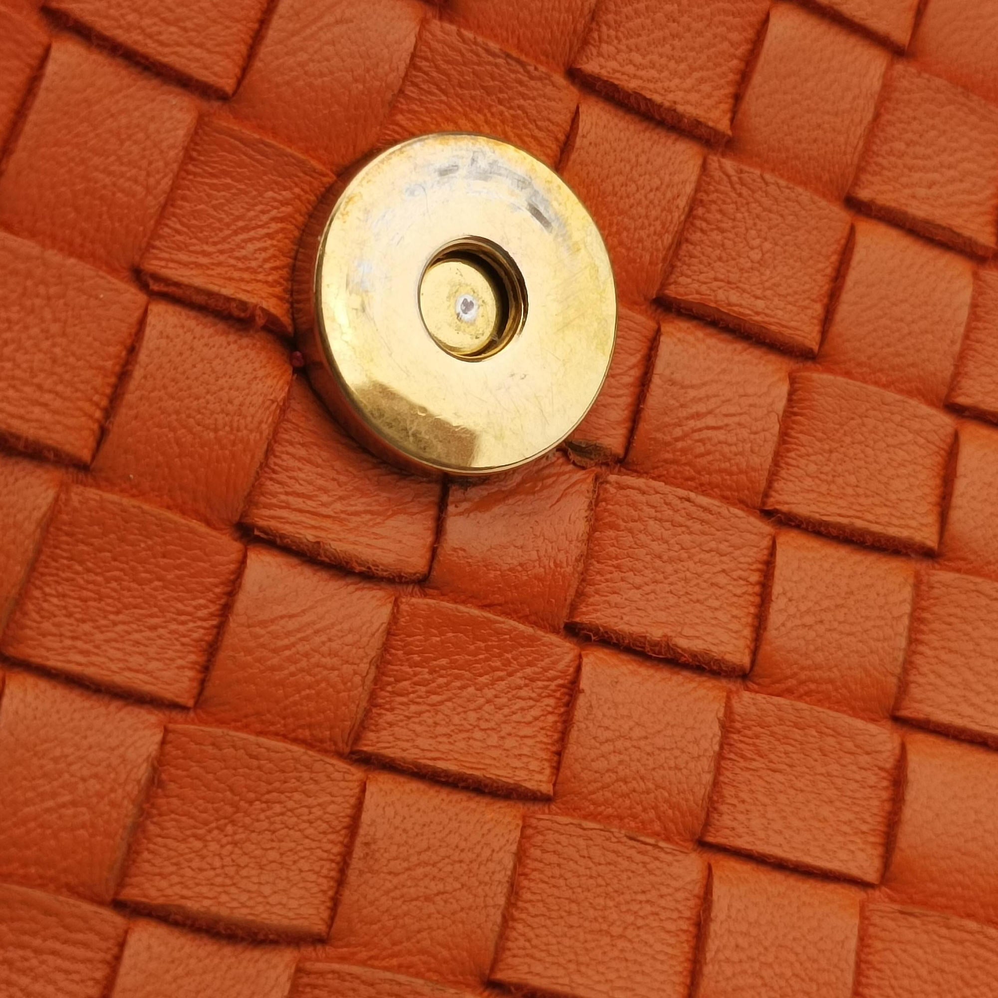 Pre-owned Bottega Veneta Intrecciato Olimpia Orange lambskin  shoulderbag | stylenewstar