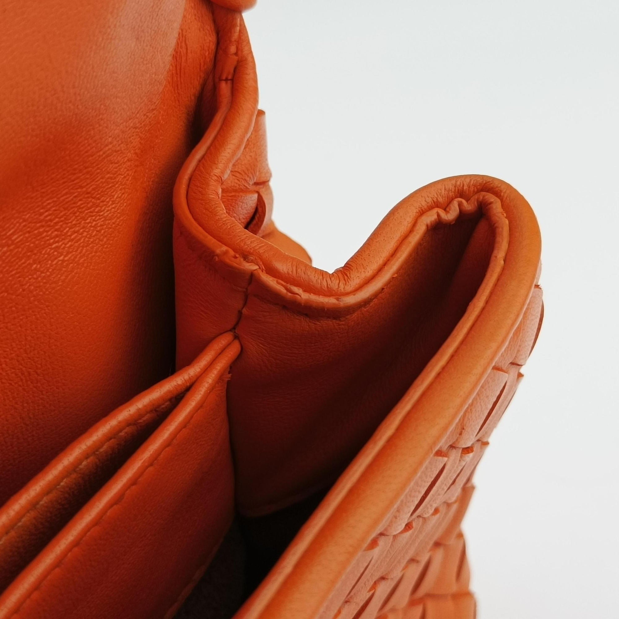 Pre-owned Bottega Veneta Intrecciato Olimpia Orange lambskin  shoulderbag | stylenewstar