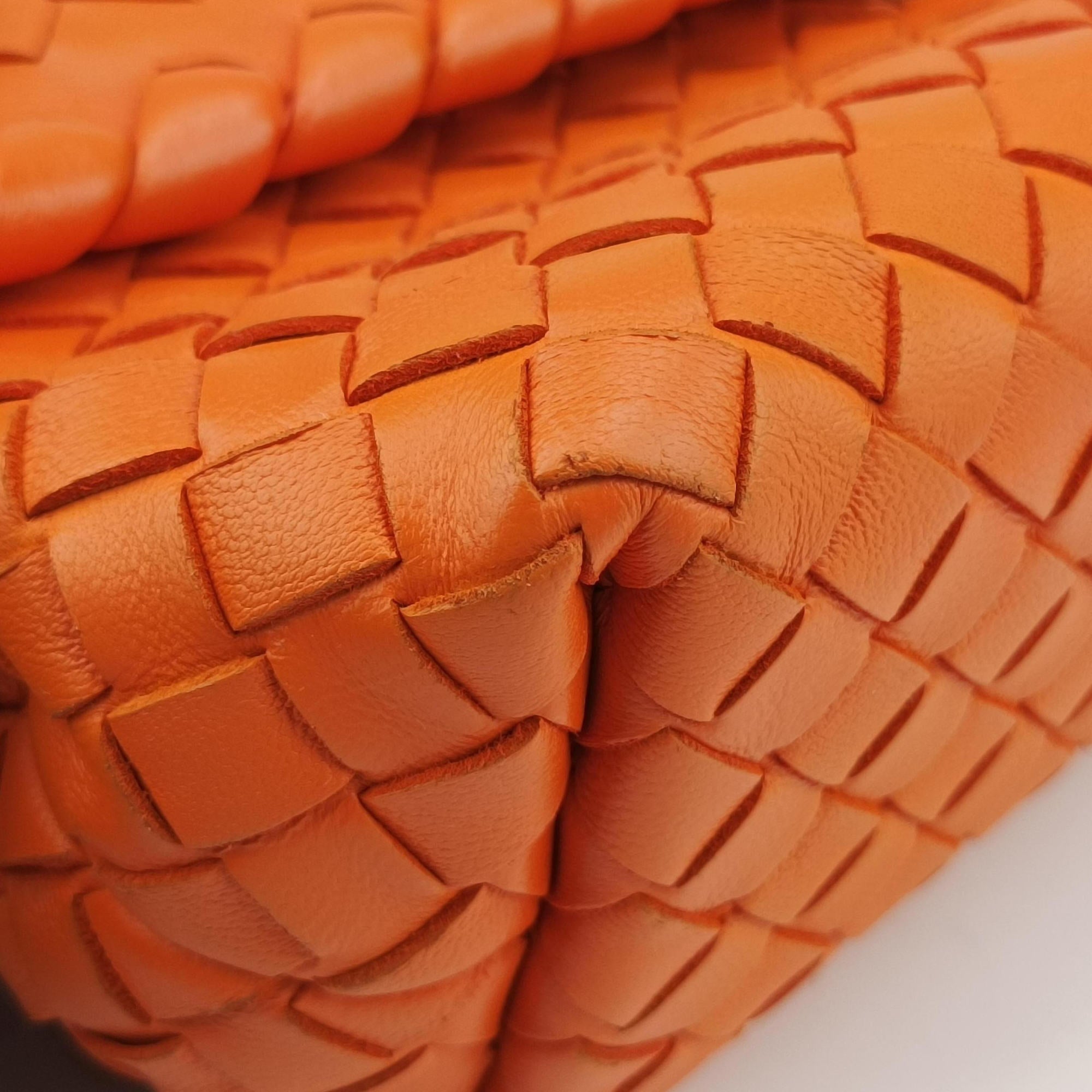 Pre-owned Bottega Veneta Intrecciato Olimpia Orange lambskin  shoulderbag | stylenewstar