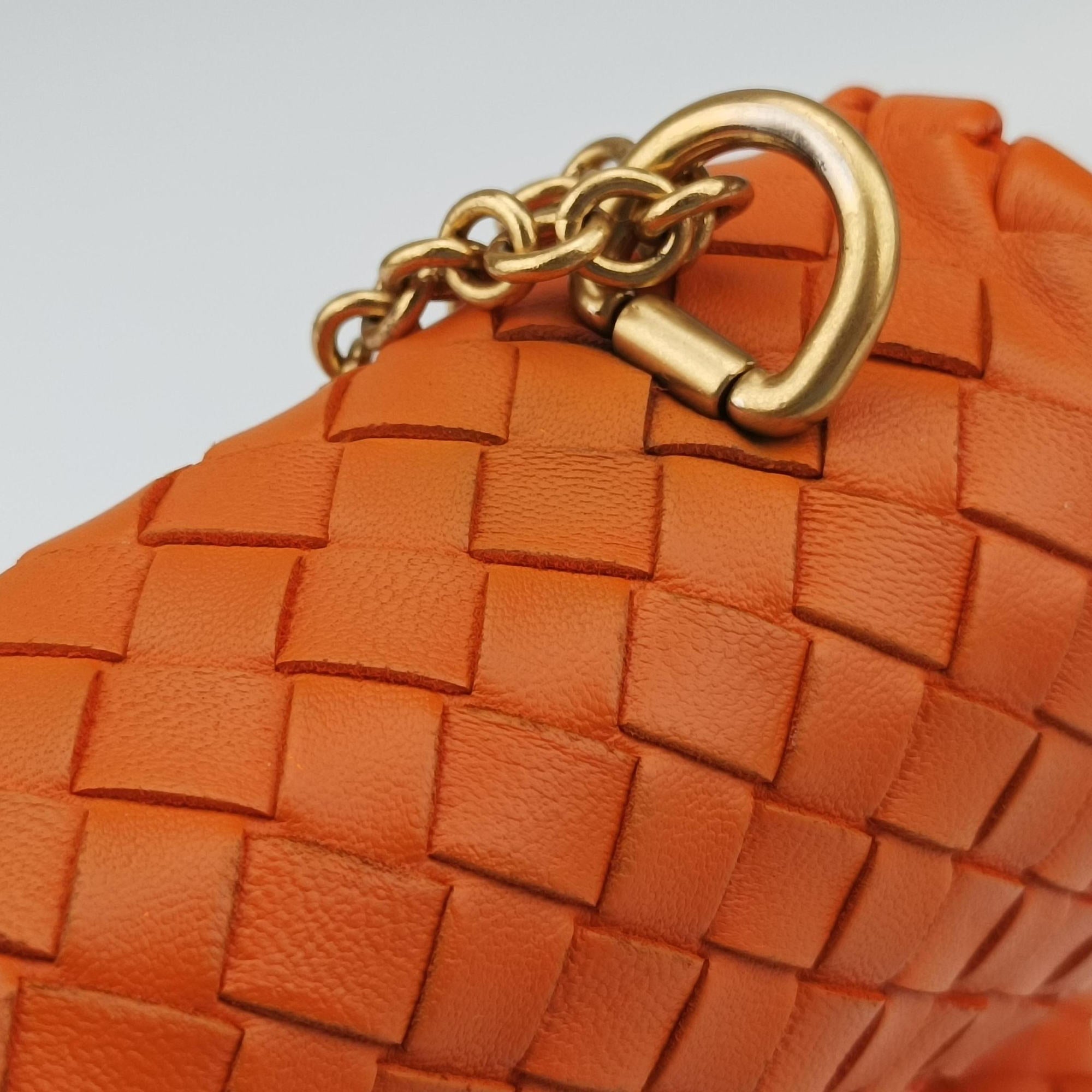 Pre-owned Bottega Veneta Intrecciato Olimpia Orange lambskin  shoulderbag | stylenewstar