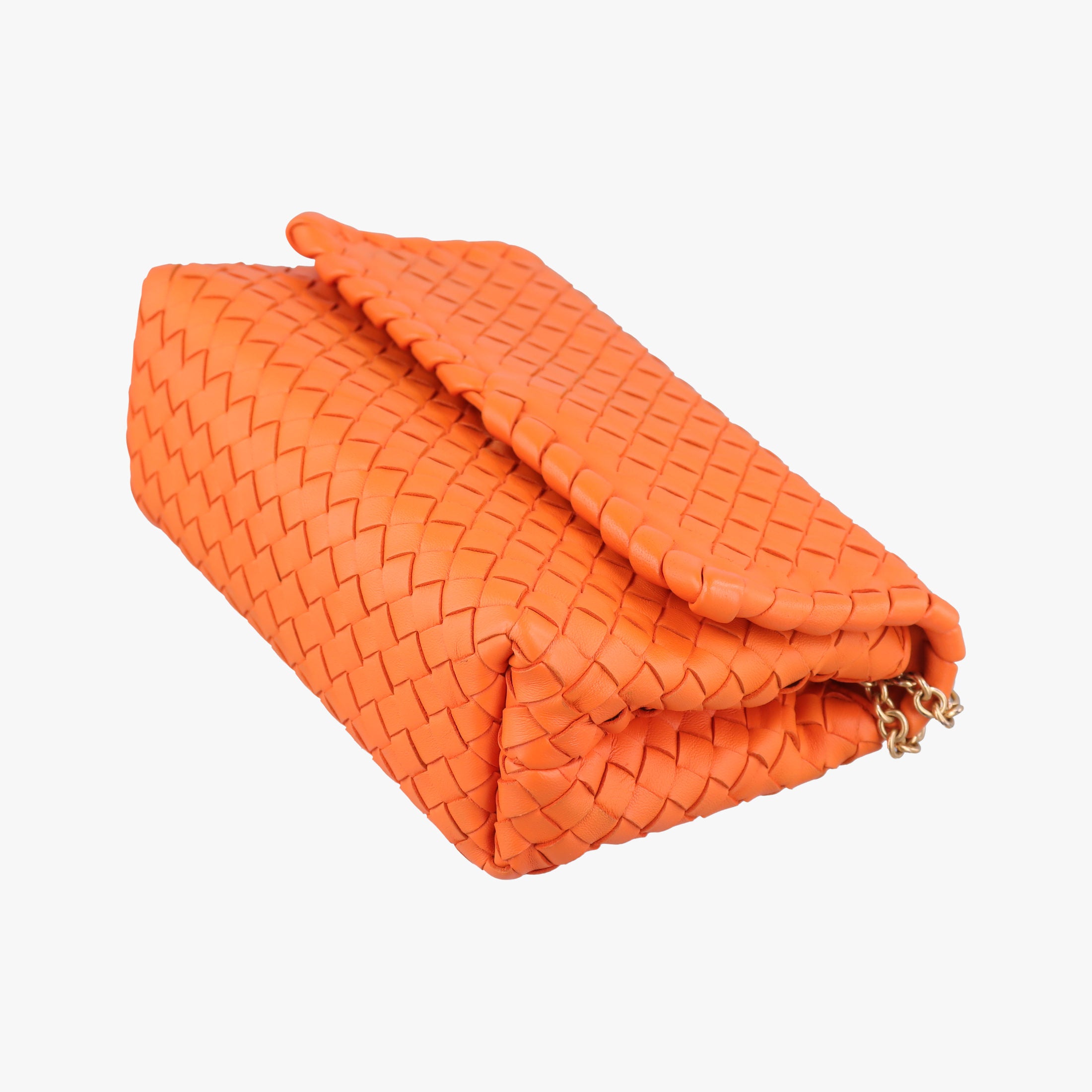 Pre-owned Bottega Veneta Intrecciato Olimpia Orange lambskin  shoulderbag | stylenewstar