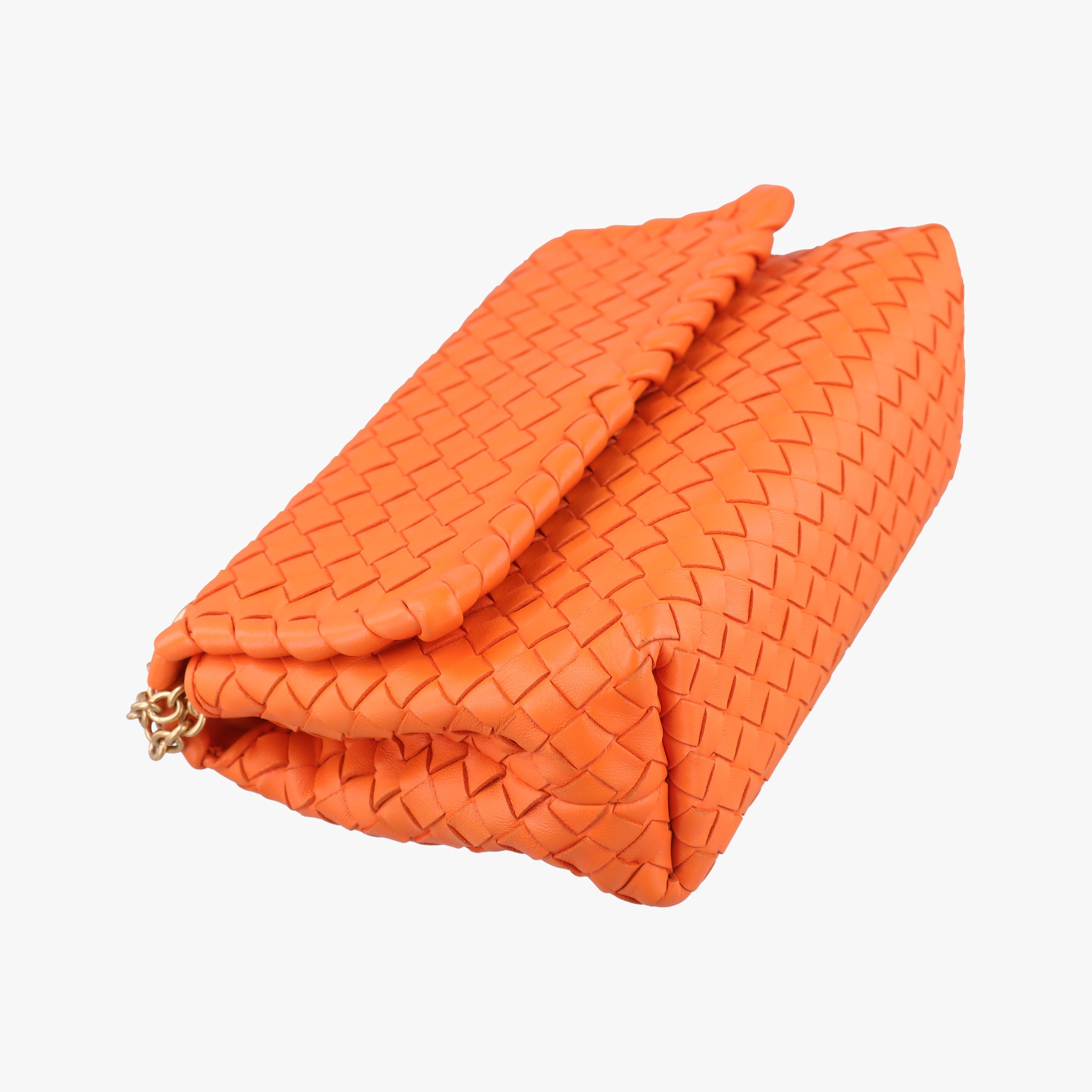 Pre-owned Bottega Veneta Intrecciato Olimpia Orange lambskin  shoulderbag | stylenewstar