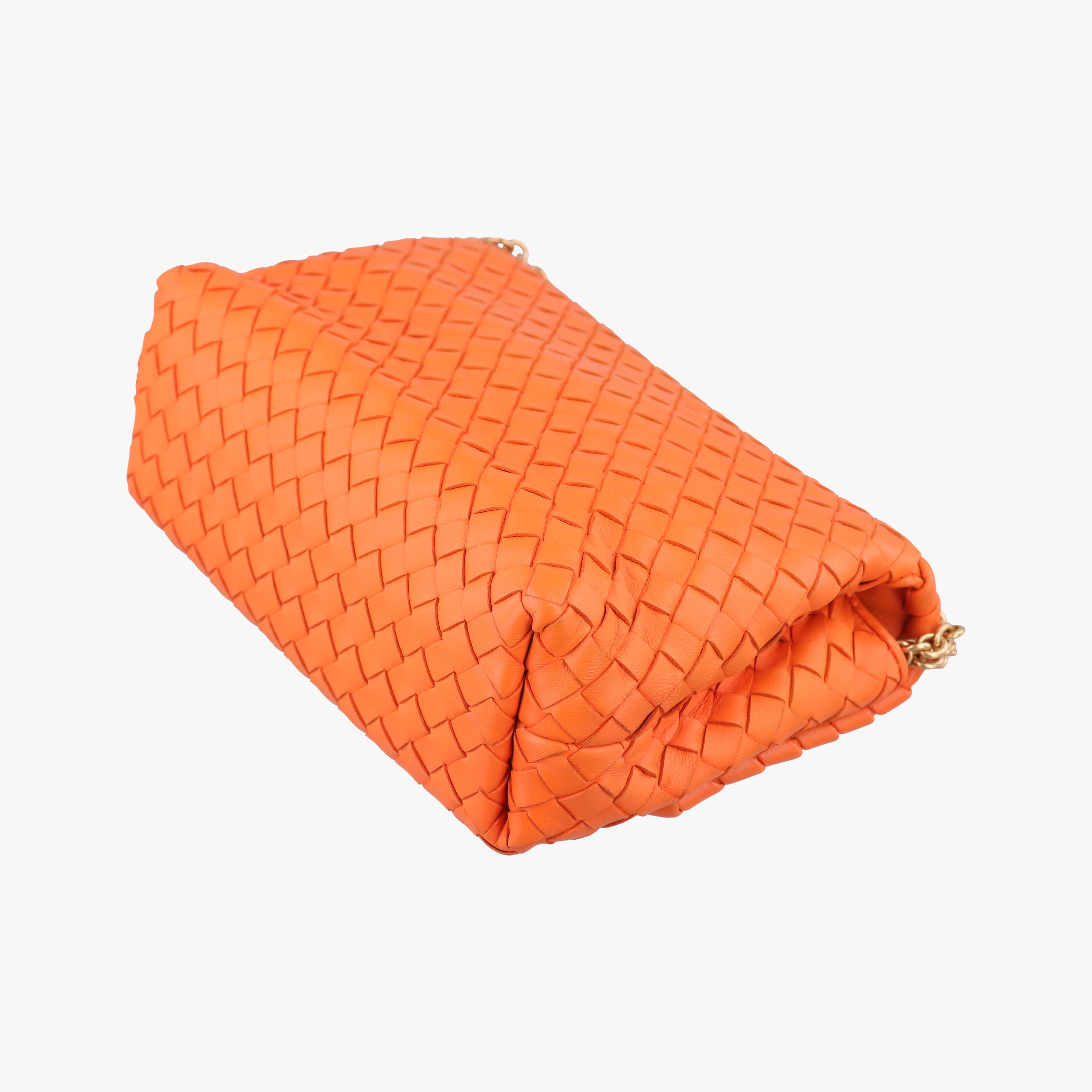 Pre-owned Bottega Veneta Intrecciato Olimpia Orange lambskin  shoulderbag | stylenewstar