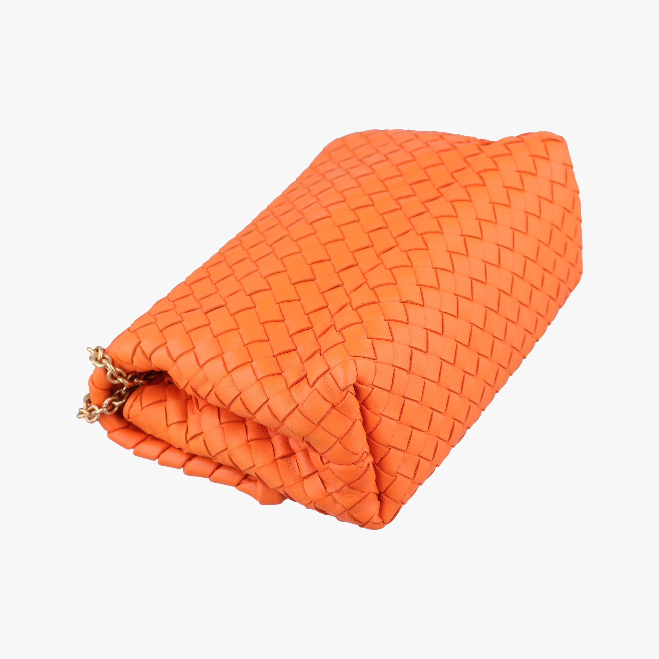 Pre-owned Bottega Veneta Intrecciato Olimpia Orange lambskin  shoulderbag | stylenewstar