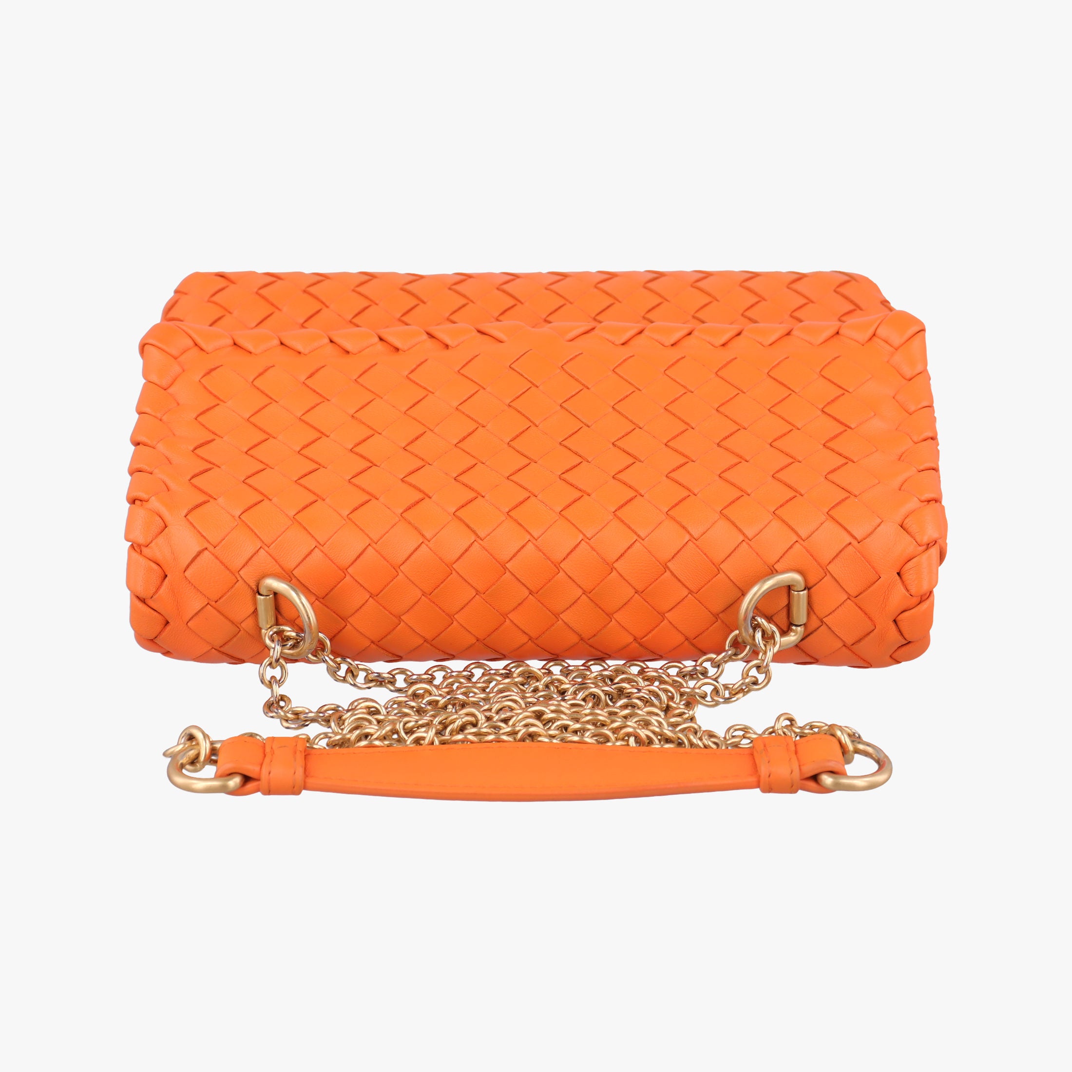 Pre-owned Bottega Veneta Intrecciato Olimpia Orange lambskin  shoulderbag | stylenewstar
