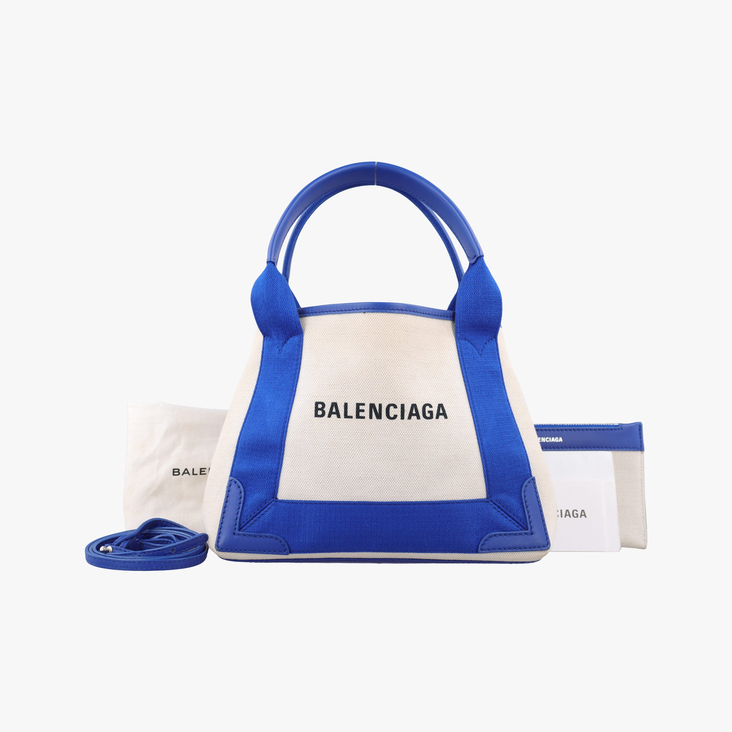 Secondhand Balenciaga Navy Cabas XS white x blue Canvas x Leather  shoulderbag | stylenewstar
