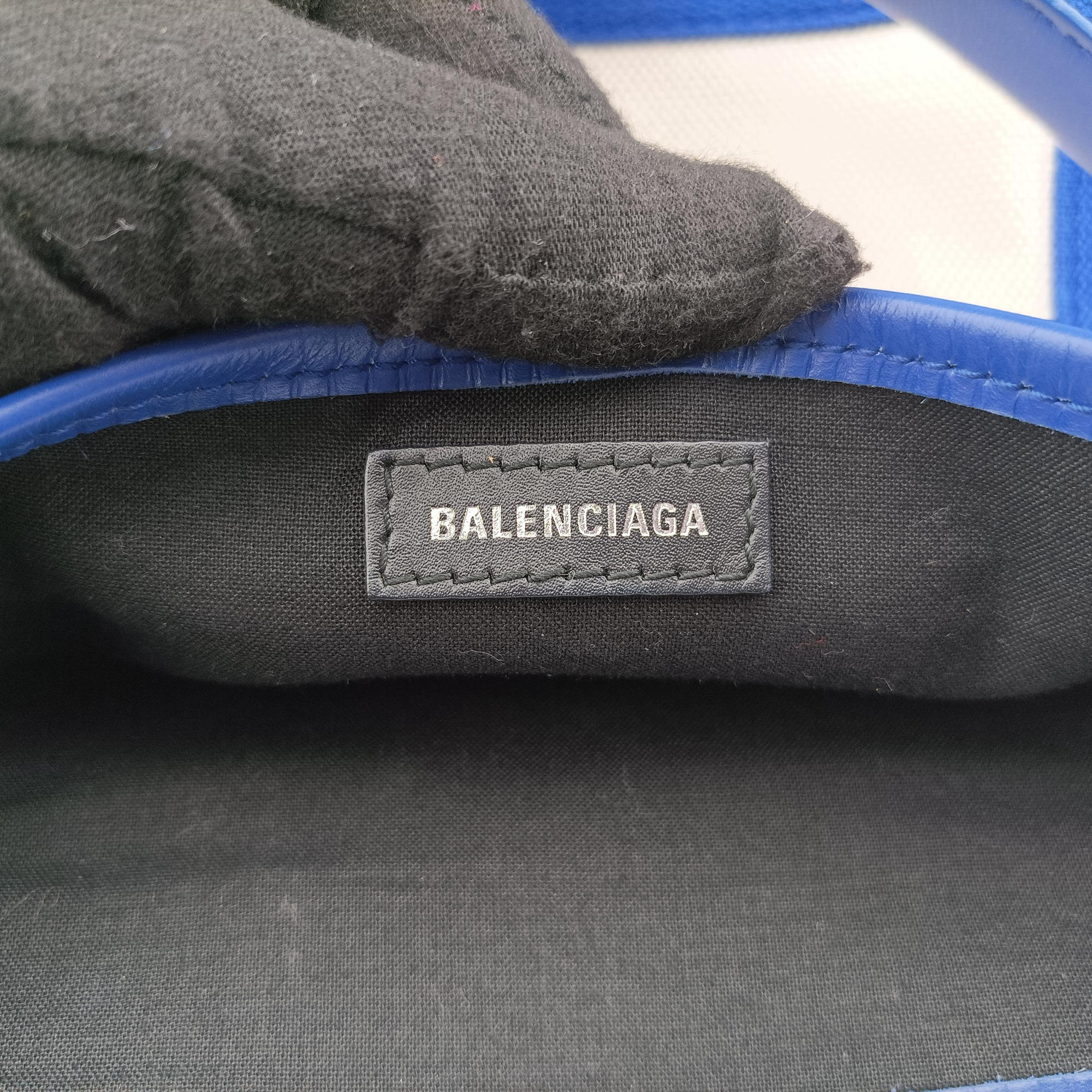 Secondhand Balenciaga Navy Cabas XS white x blue Canvas x Leather  shoulderbag | stylenewstar