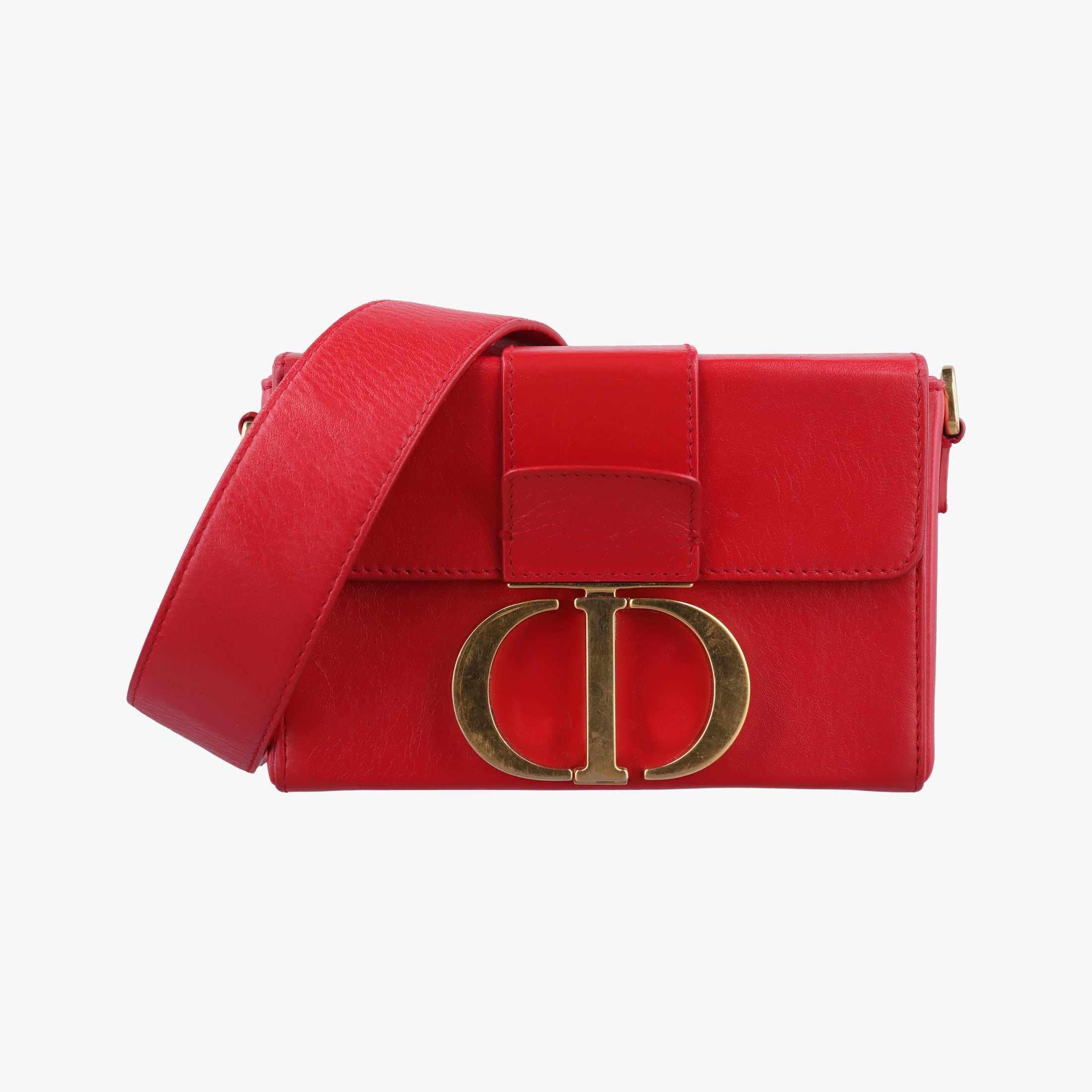 Pre-owned Christian Dior 30 MONTAIGNE Red Leather  shoulderbag | stylenewstar