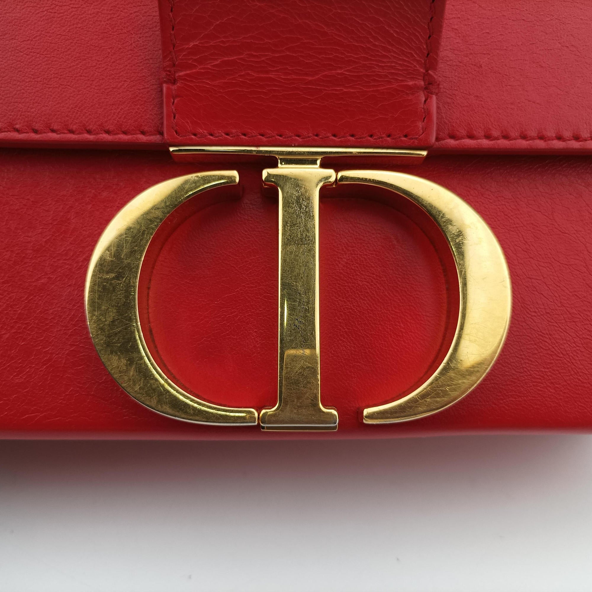 Pre-owned Christian Dior 30 MONTAIGNE Red Leather  shoulderbag | stylenewstar