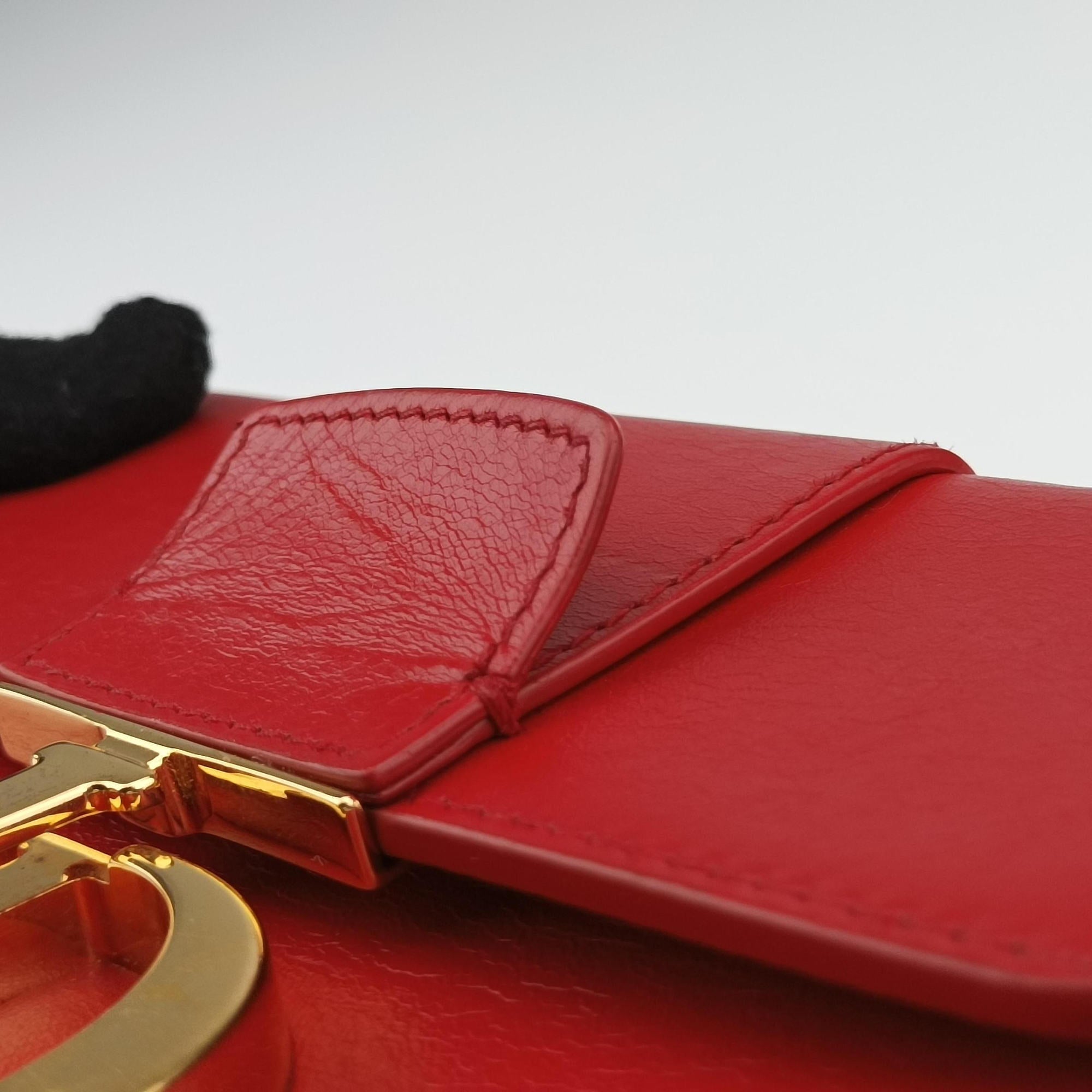 Pre-owned Christian Dior 30 MONTAIGNE Red Leather  shoulderbag | stylenewstar