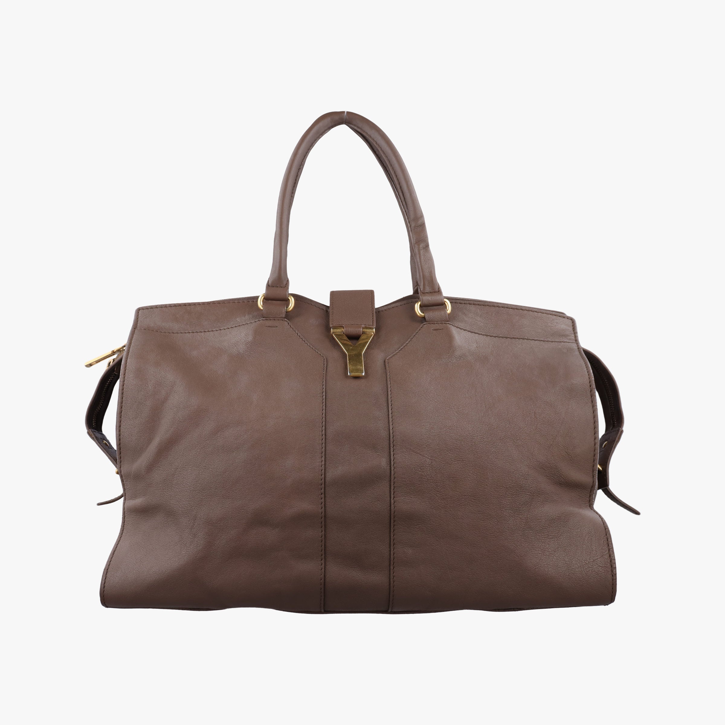 Pre-owned Yves Saint Laurent Y LIGNE Petit Cabas Brown Leather 275091 handbag | stylenewstar