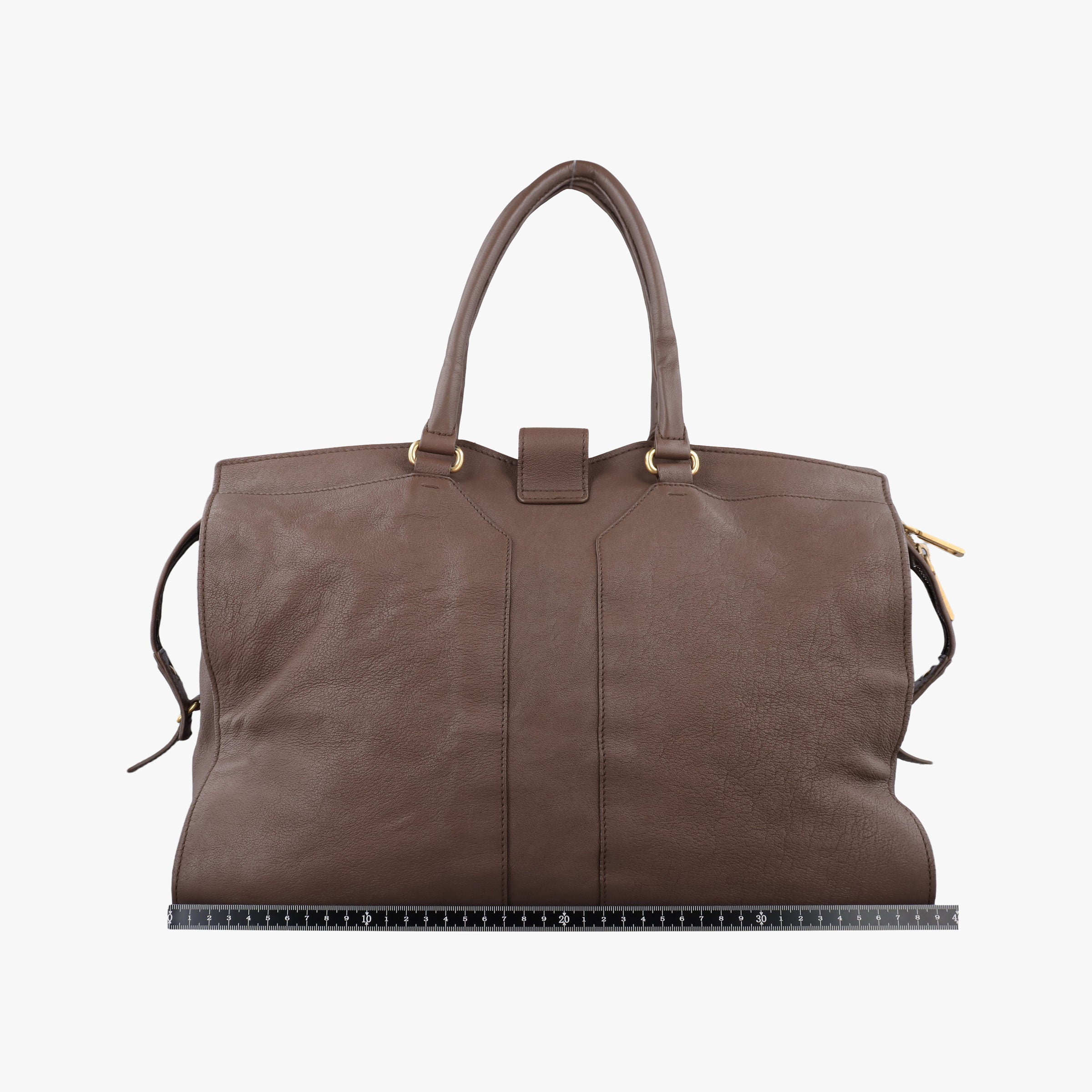 Pre-owned Yves Saint Laurent Y LIGNE Petit Cabas Brown Leather 275091 handbag | stylenewstar