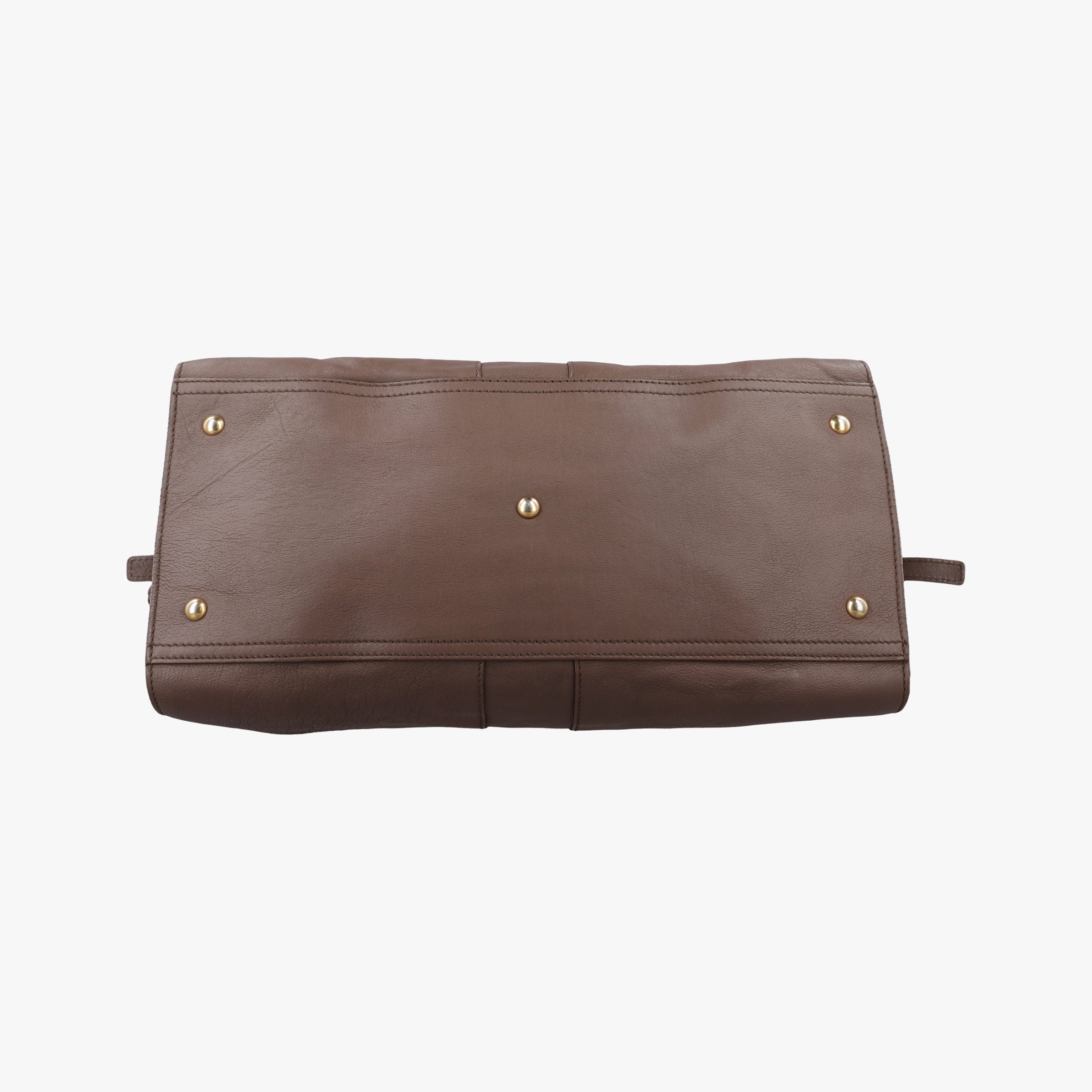 Pre-owned Yves Saint Laurent Y LIGNE Petit Cabas Brown Leather 275091 handbag | stylenewstar