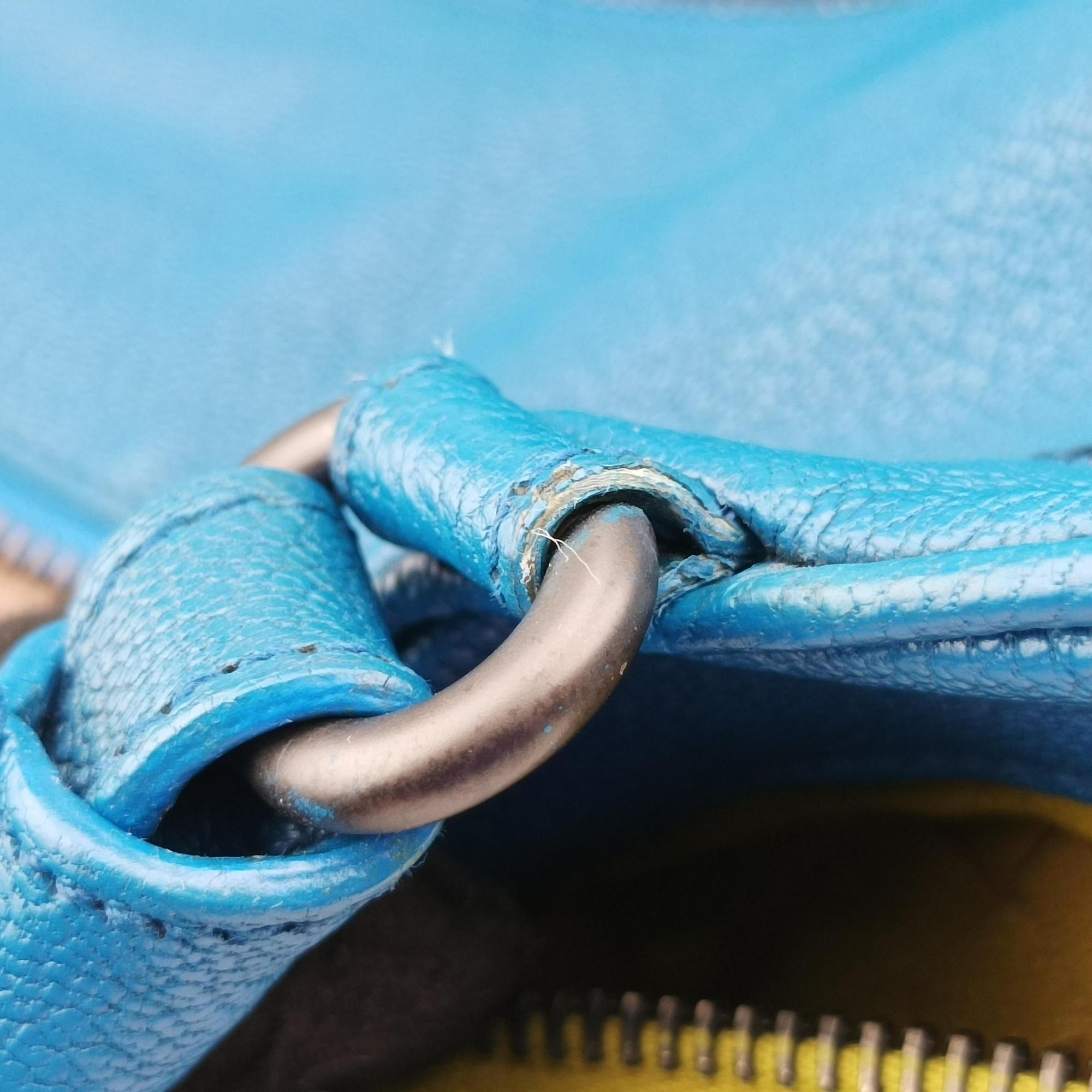 Pre-owned Bottega Veneta Boston Zip Detail Blue Leather  handbag | stylenewstar