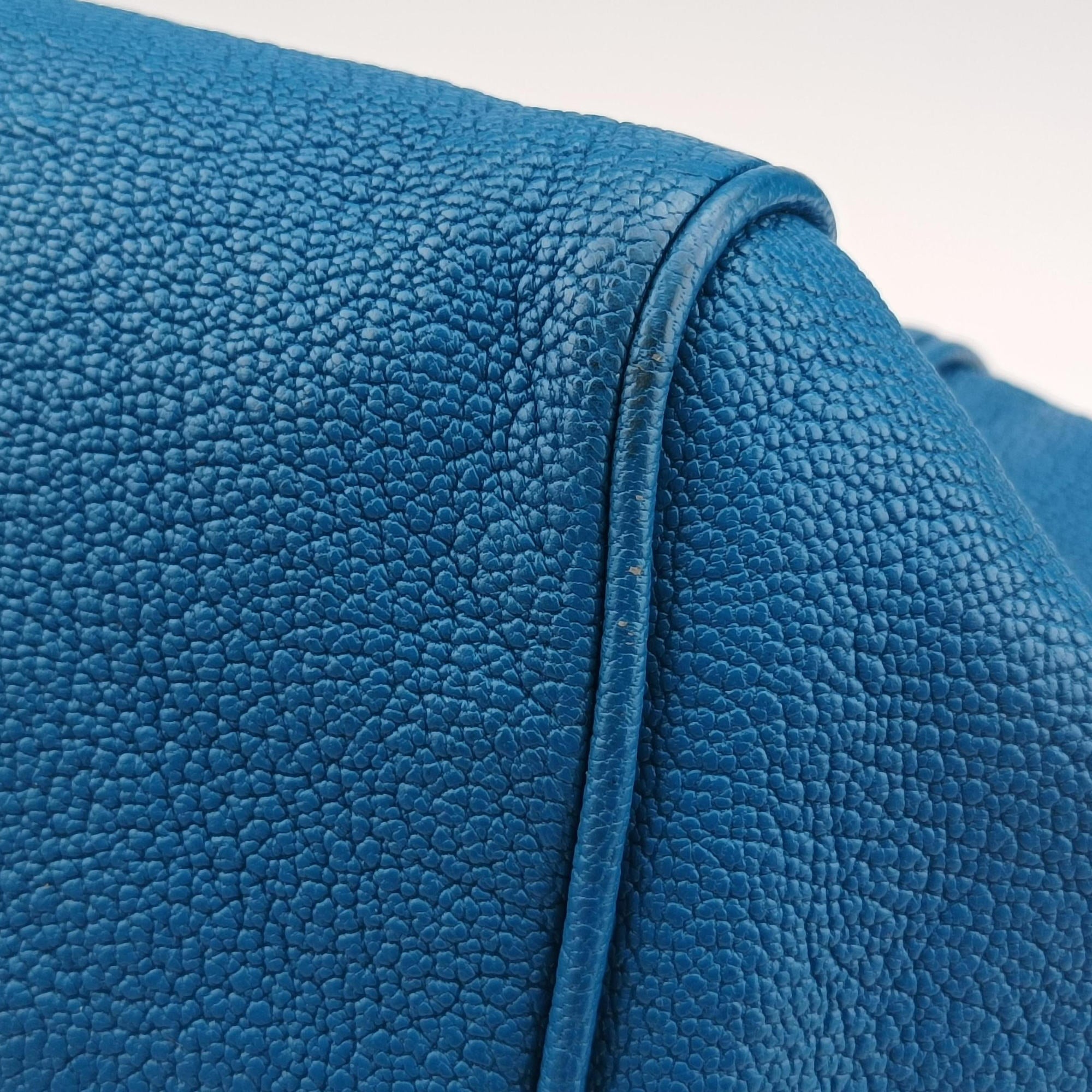 Pre-owned Bottega Veneta Boston Zip Detail Blue Leather  handbag | stylenewstar