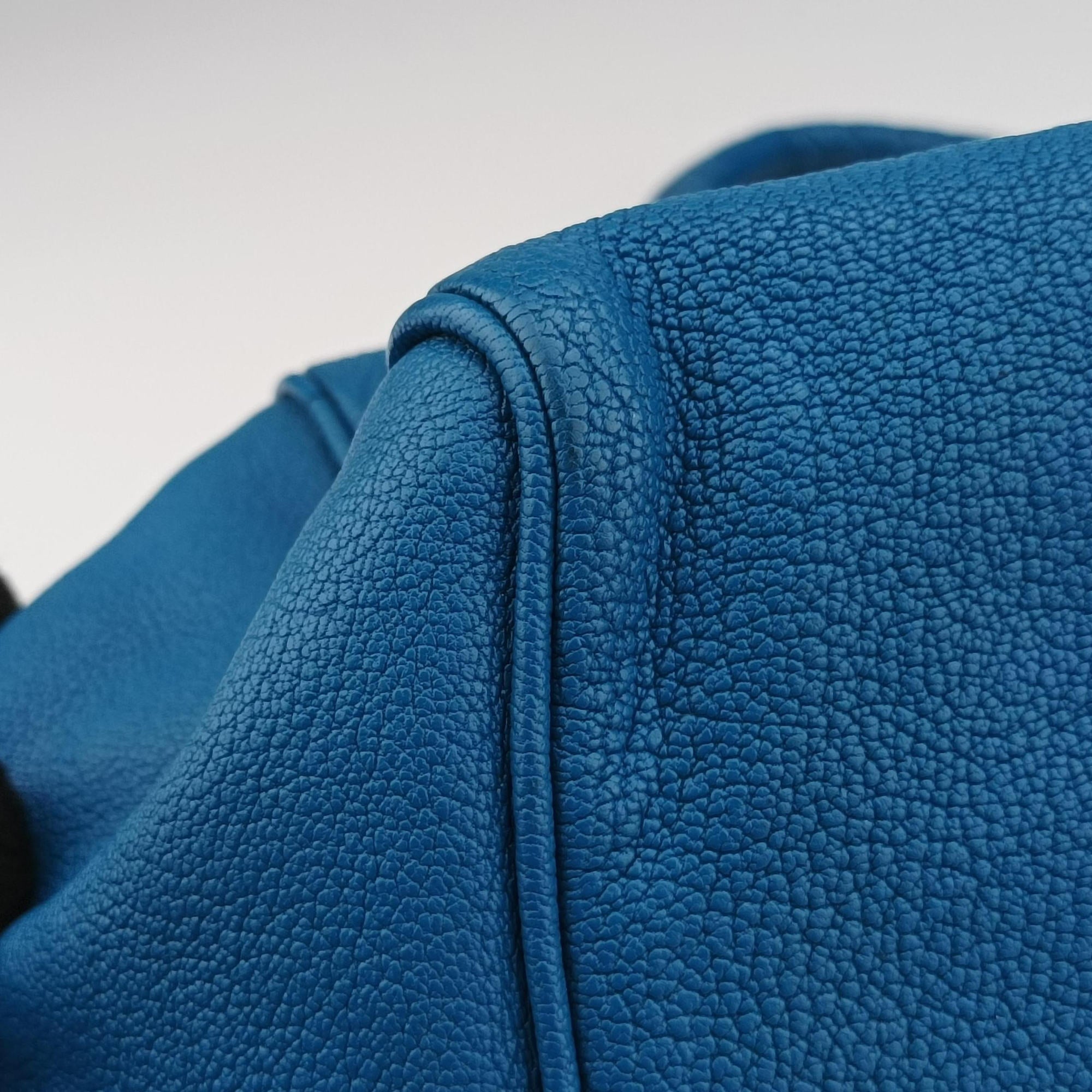 Pre-owned Bottega Veneta Boston Zip Detail Blue Leather  handbag | stylenewstar