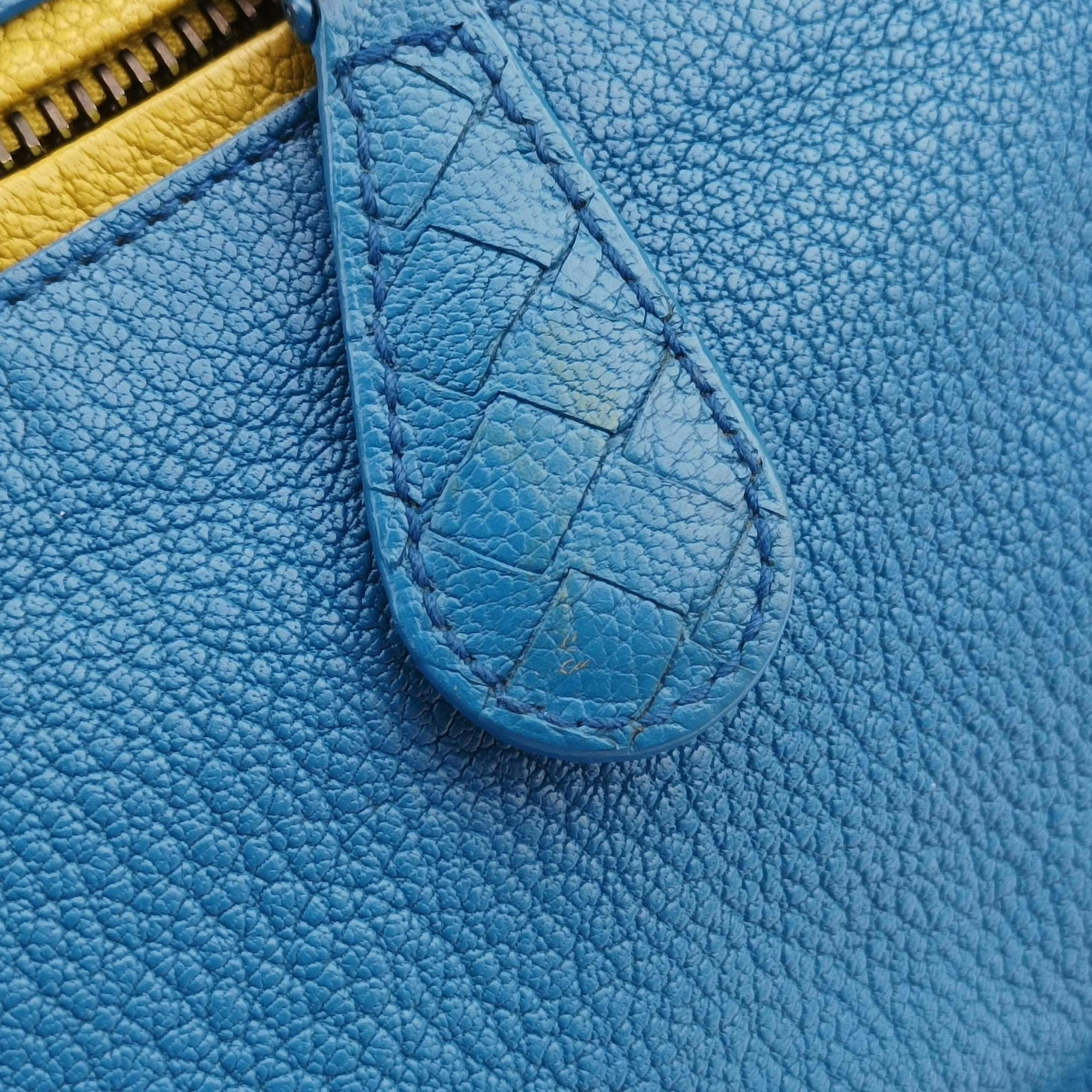 Pre-owned Bottega Veneta Boston Zip Detail Blue Leather  handbag | stylenewstar