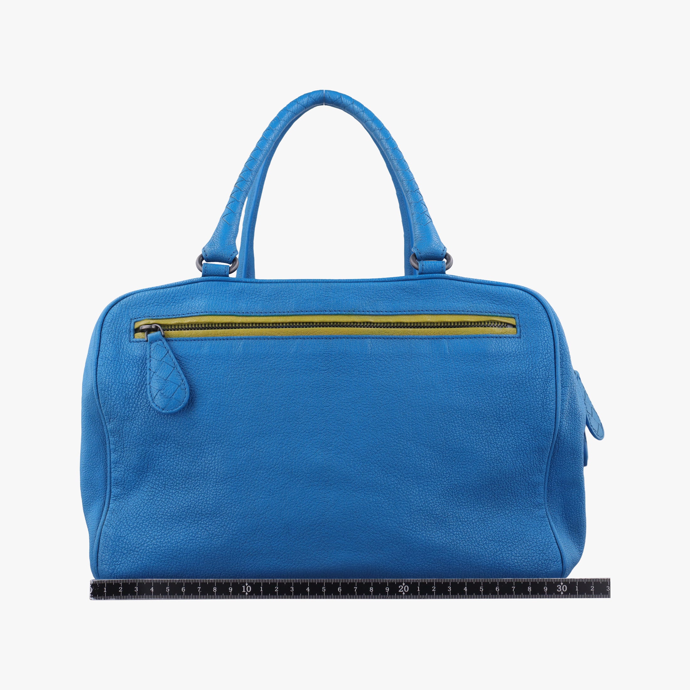 Pre-owned Bottega Veneta Boston Zip Detail Blue Leather  handbag | stylenewstar