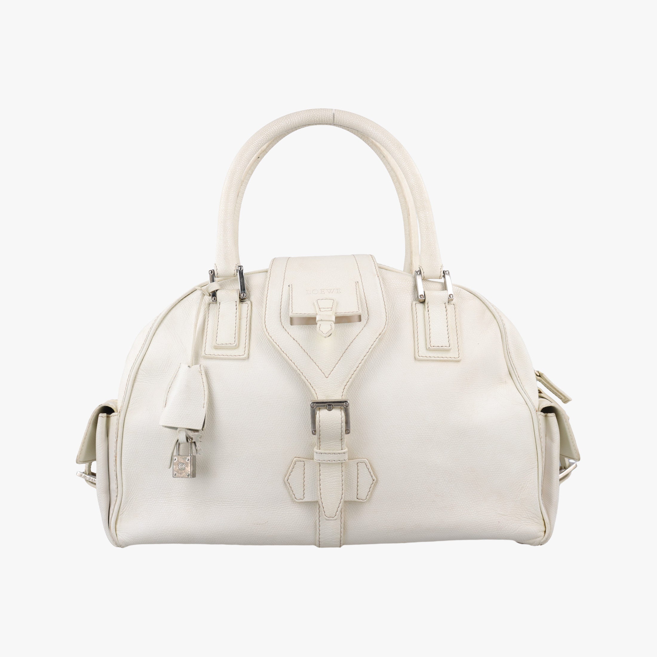 Secondhand Loewe Senda White Leather  handbag | stylenewstar