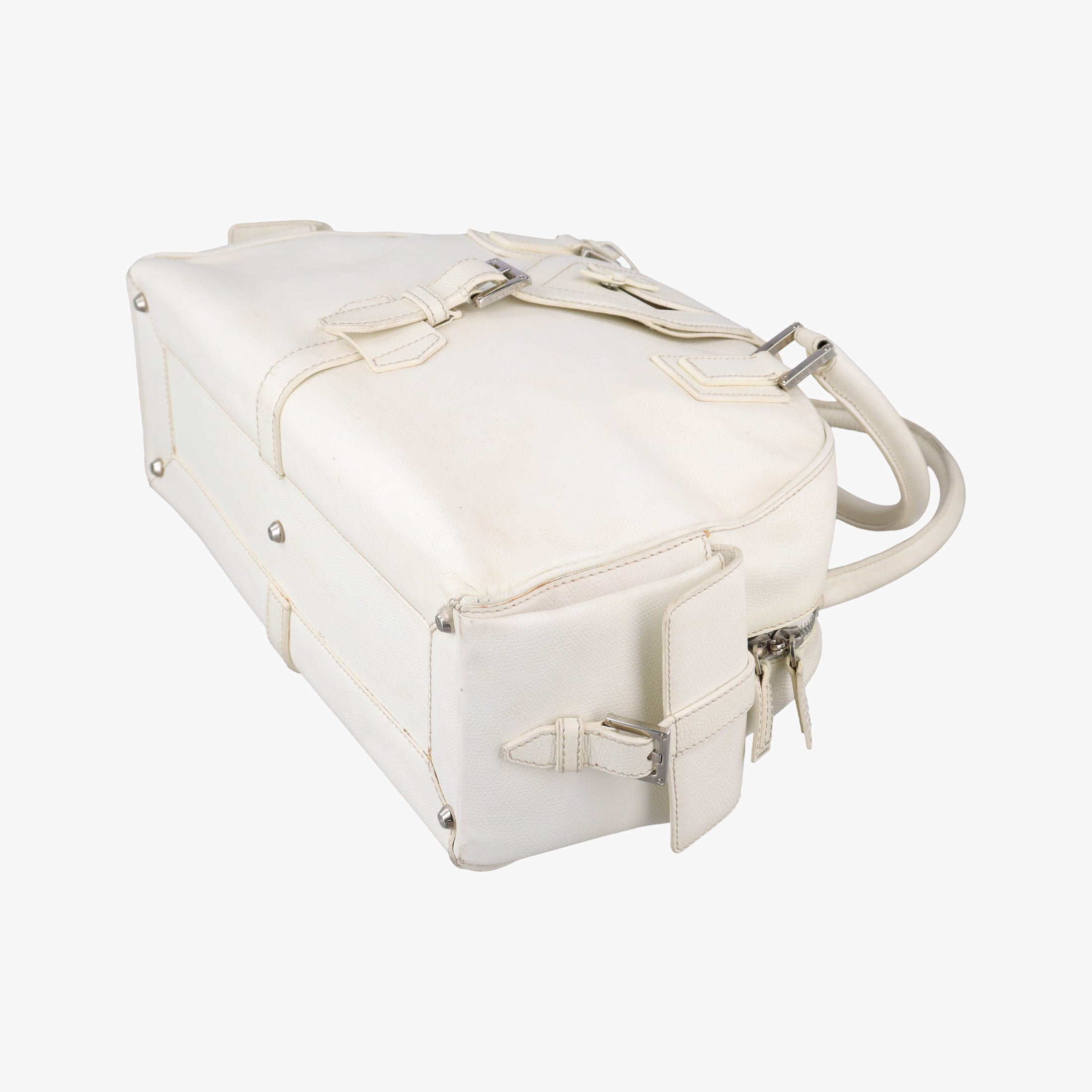 Secondhand Loewe Senda White Leather  handbag | stylenewstar