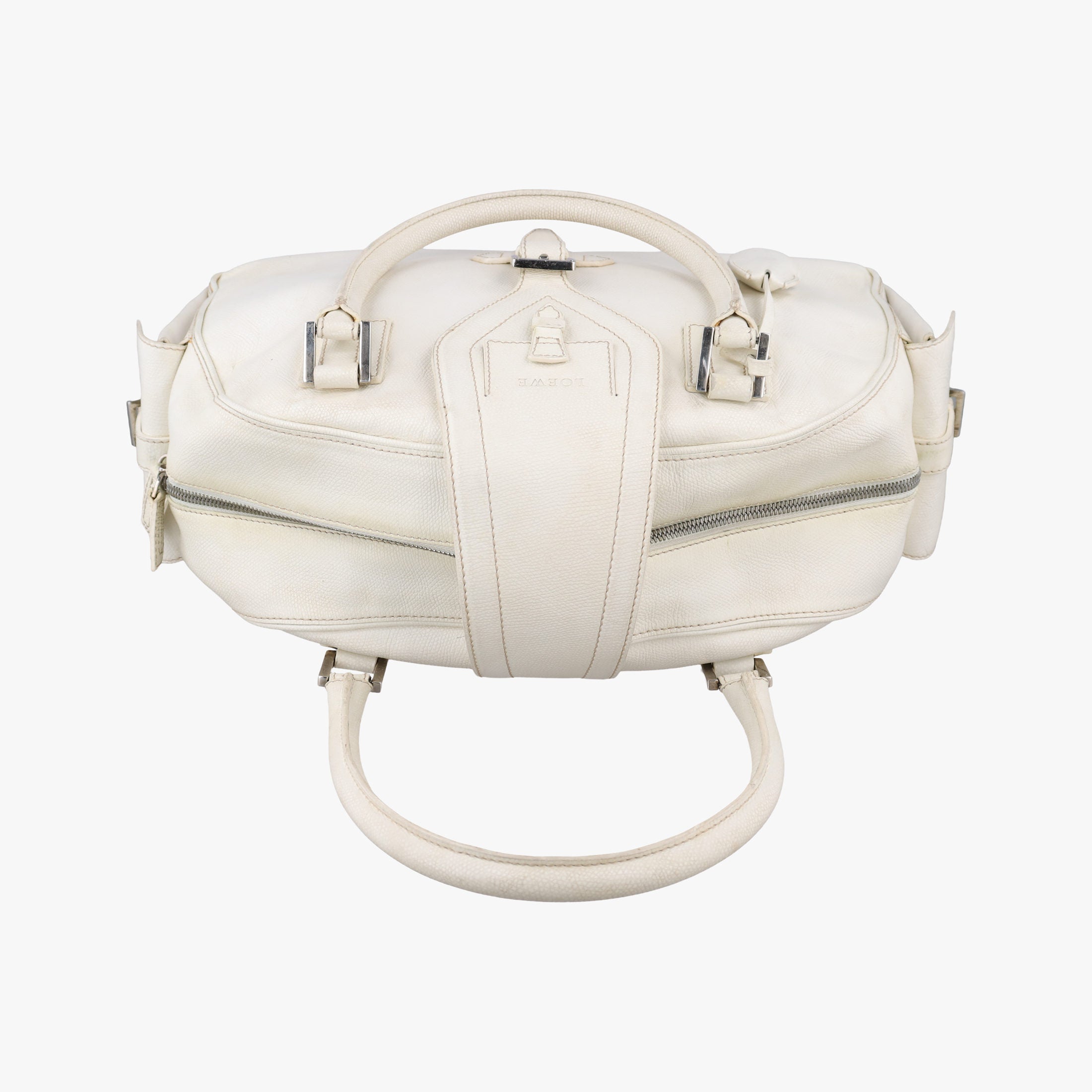 Secondhand Loewe Senda White Leather  handbag | stylenewstar