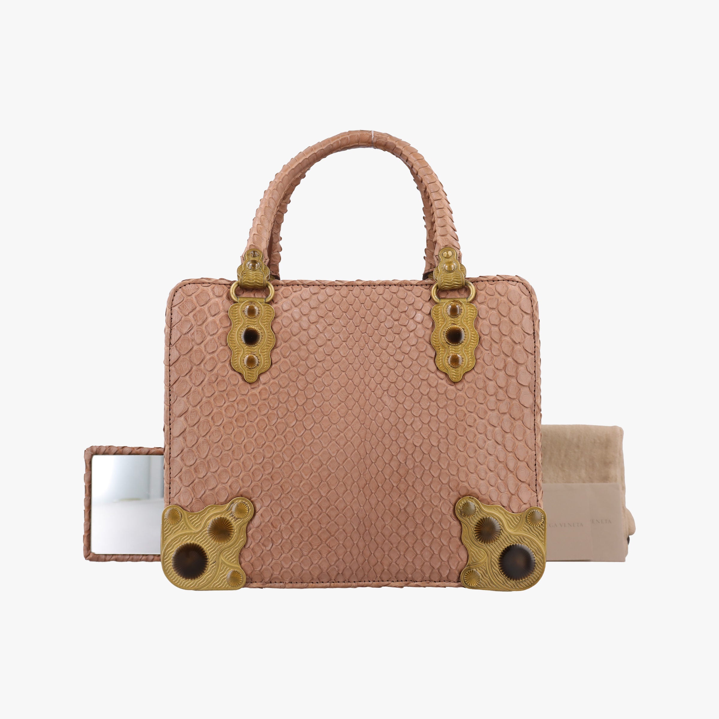 Pre-owned Bottega Veneta Concertina Dusty Pink Matte Python  handbag | stylenewstar