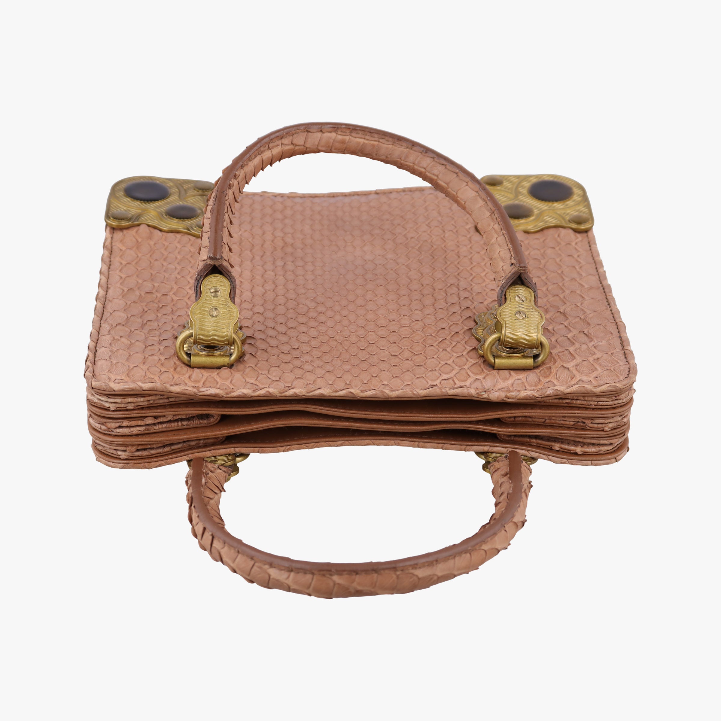 Pre-owned Bottega Veneta Concertina Dusty Pink Matte Python  handbag | stylenewstar