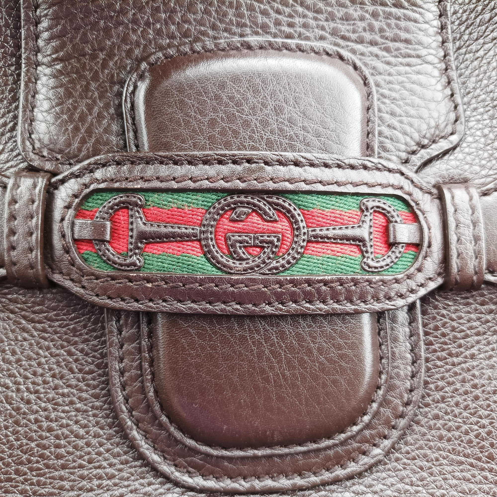 Vintage Gucci Dressage Web Hobo Brown leather 296851 shoulderbag | stylenewstar