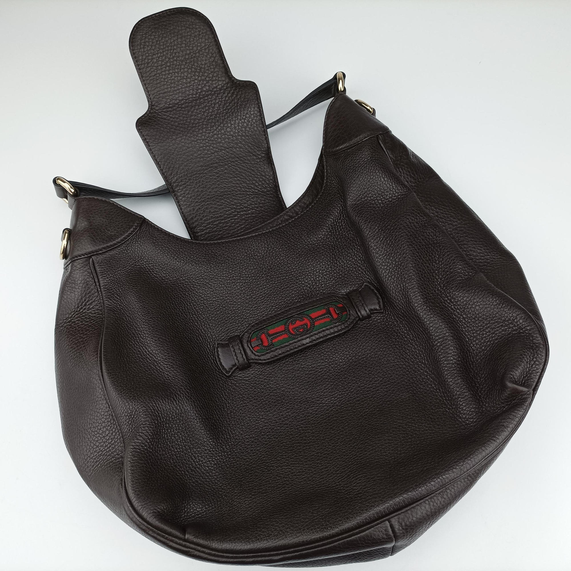 Vintage Gucci Dressage Web Hobo Brown leather 296851 shoulderbag | stylenewstar